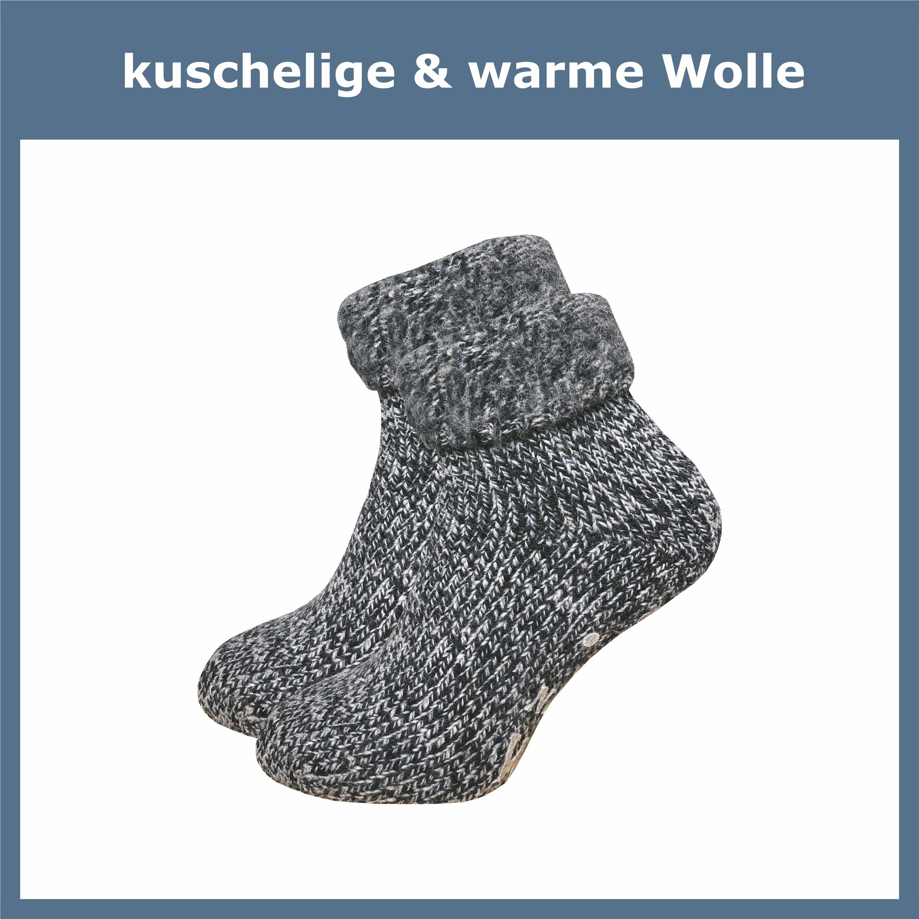 für Rutschfeste Damen Paar) weich Füße Wolle extra GAWILO (1 & kalte - Noppen ABS-Socken warme blau - gegen Hausschuhsocken & hilft kuschelige mit