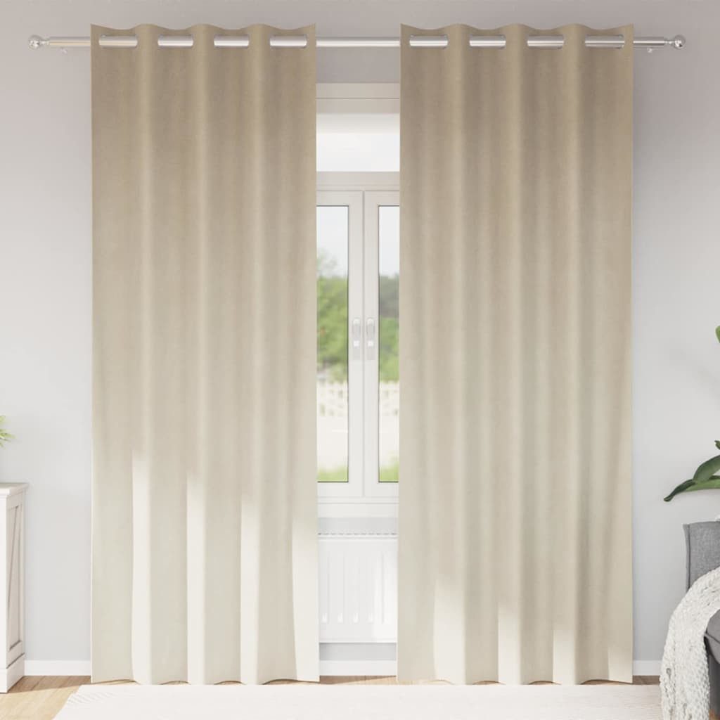 vidaXL Vorhang Vorhänge 2 stk. Creme 140 x 260 cm Samt (2 St), Samt – Bild 2 von 5