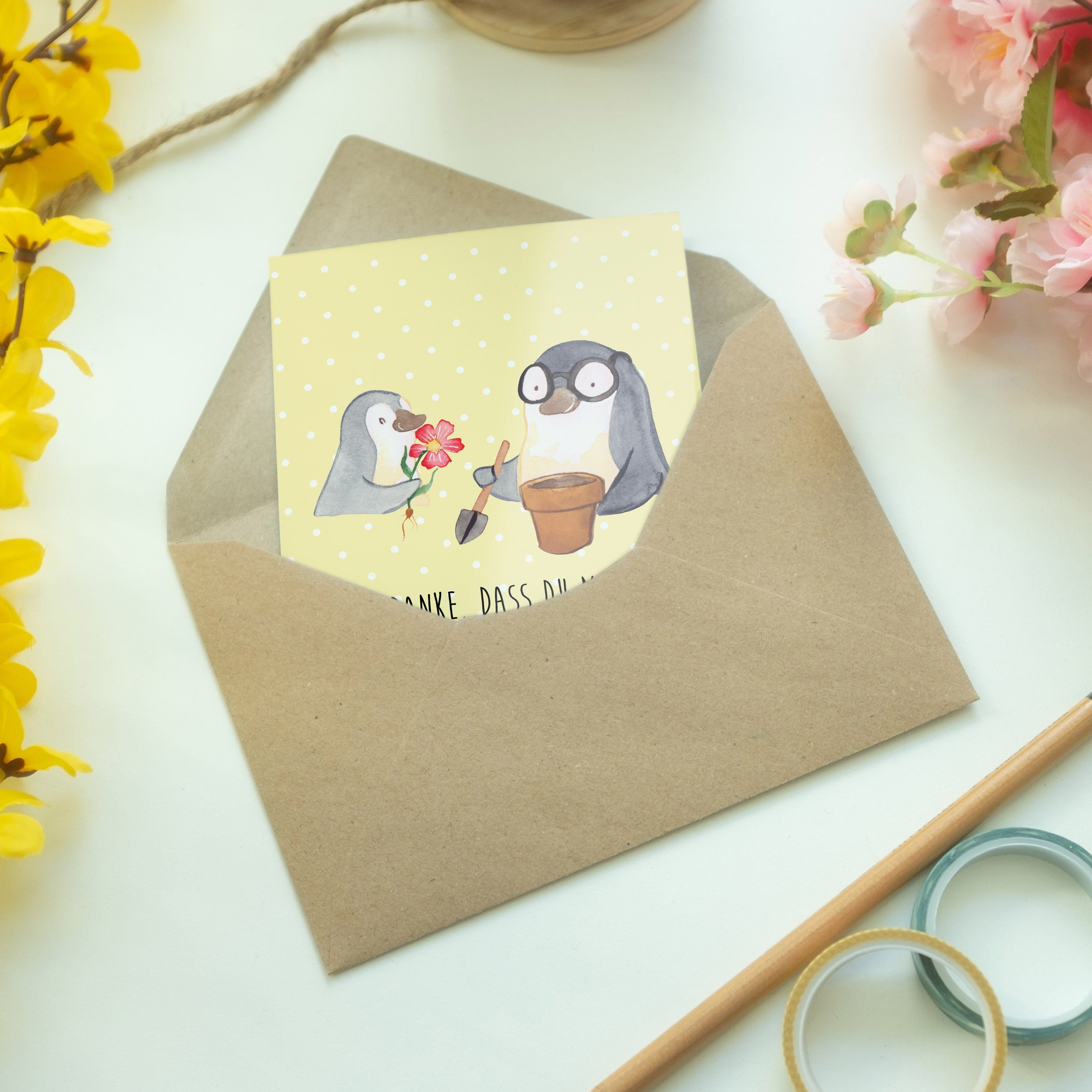 Mr. Opa Mrs. Grußkarte - - Panda Karte, Blumen Oma, pflanzen Pinguin Gelb Pastell & Geschenk, Gr