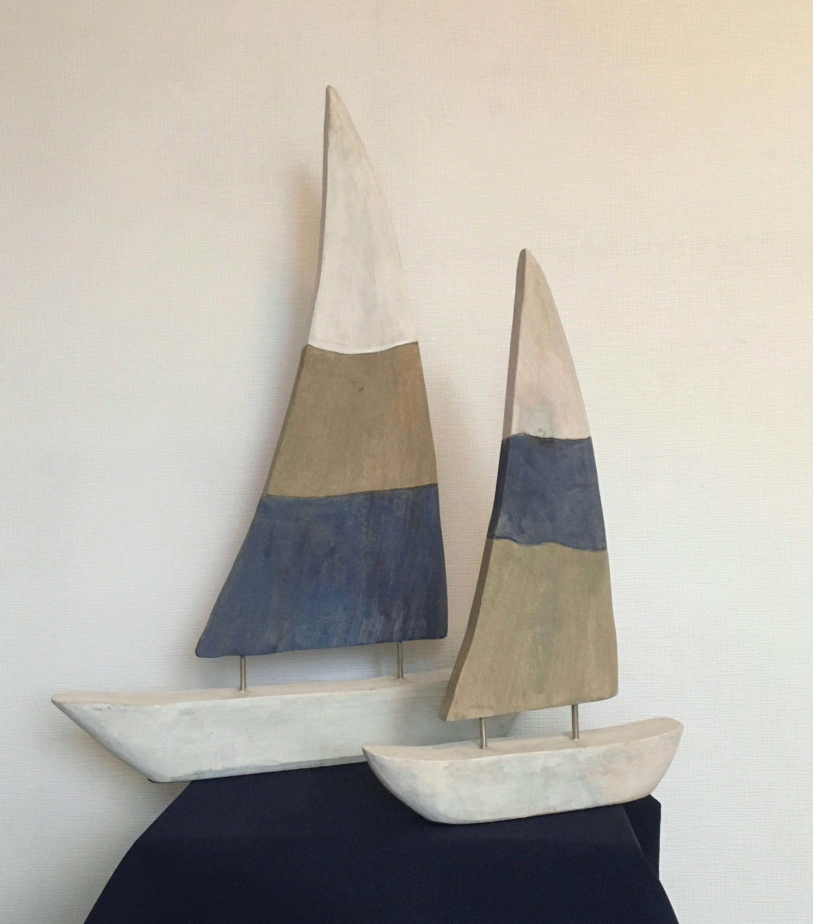 Boot Holz, Segelboot Tischdeko, Holzdeko Dekoobjekt 50x69x5cm, Fensterdeko, Skulptur Moritz Wanddeko, Deko