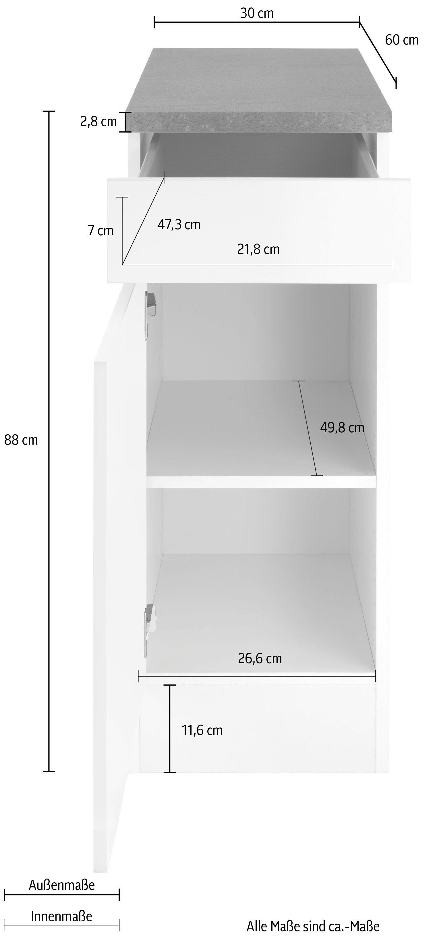 | OPTIFIT Unterschrank weiß 30 cm weiß/weiß-wildeichefarben Breite Roth