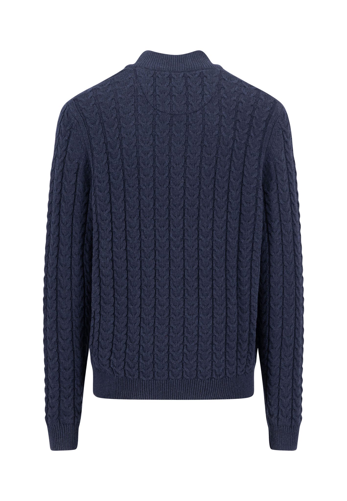 FYNCH-HATTON Troyer Strickpullover mit Zopfmuster und Knopfleiste, Woll-Anteil