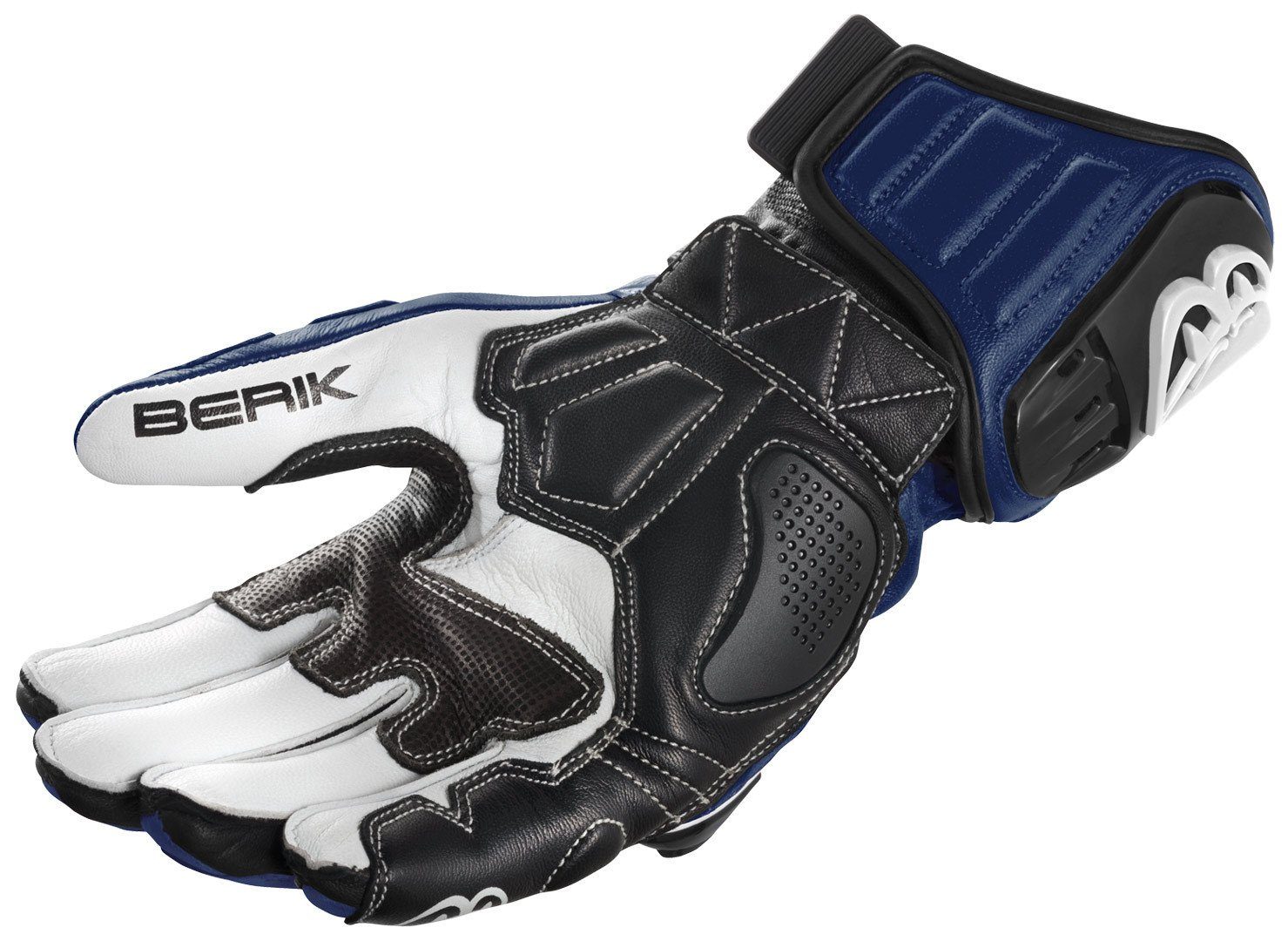 Blue/Black/White Berik Track Motorradhandschuhe Plus Motorradhandschuhe