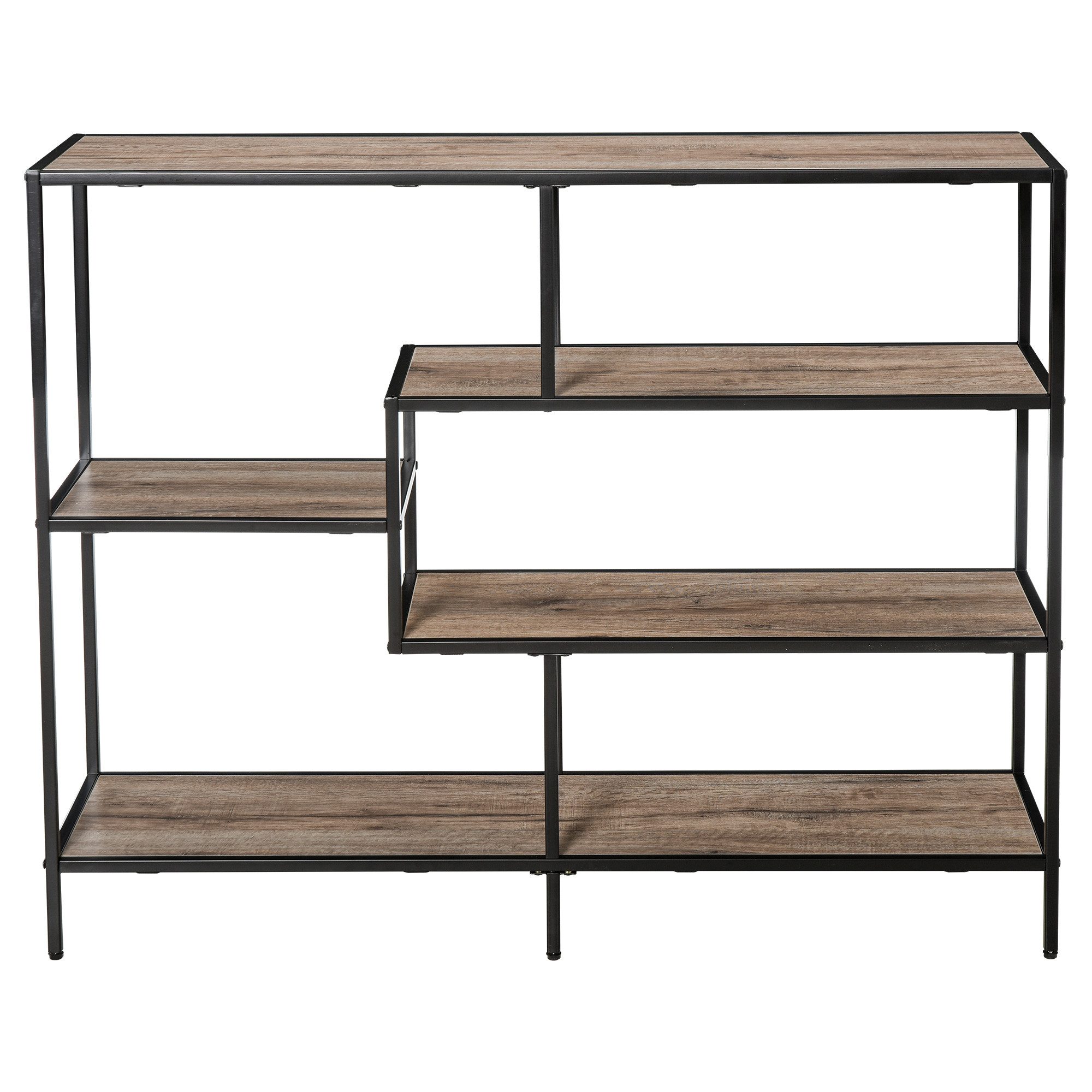 MC Star Bücherregal Asymmetrisches Bücherregal im Industriestil aus Holz und Metall