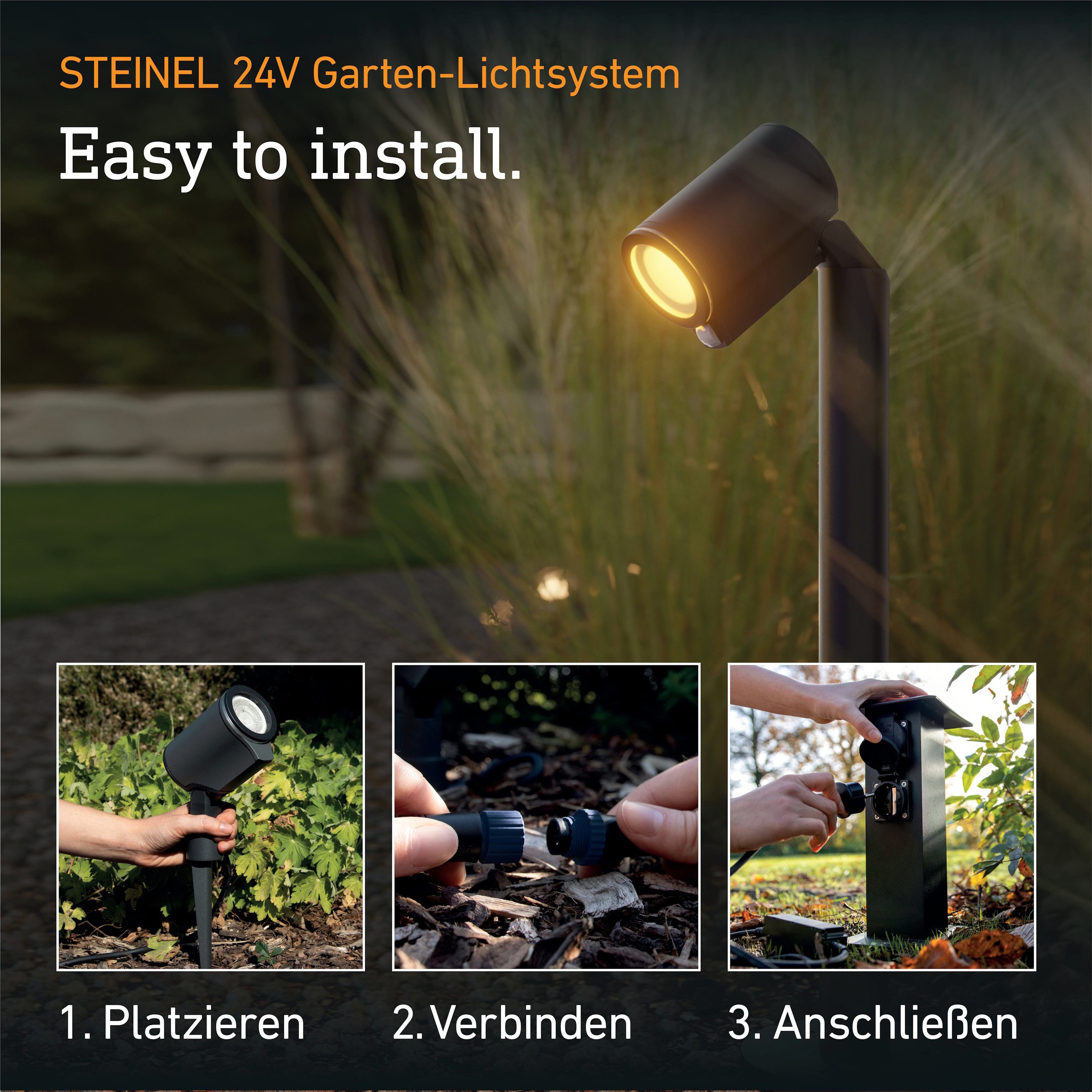 steinel LED Gartenstrahler Spot Way 24 V, mit Sensor & Bluetooth, LED fest integriert, Lichtfarbe wechselbar, dimmbar, Appsteuerung, Plug & Play