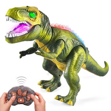 Novzep Hüpfspielzeug Ferngesteuertes Dinosaurierspielzeug für Kinder ab 3 Jahren, mit hellem und realistischem Brüllen, Gehen und Tanzen