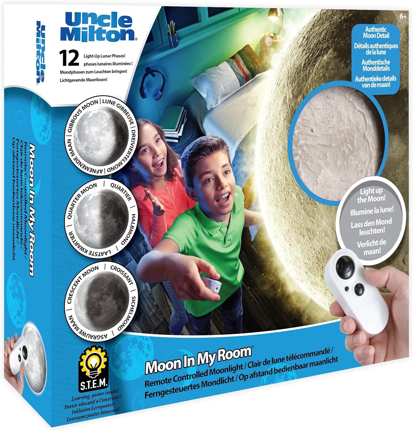 Uncle Milton LED Nachtlicht Nachtlicht - Moon in my room, mit 12 einstellbaren Mondphasen