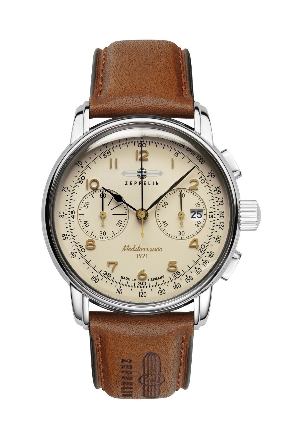ZEPPELIN Chronograph Herrenuhr Mediterranee, Made in Germany, Lederband, 42 günstig online kaufen