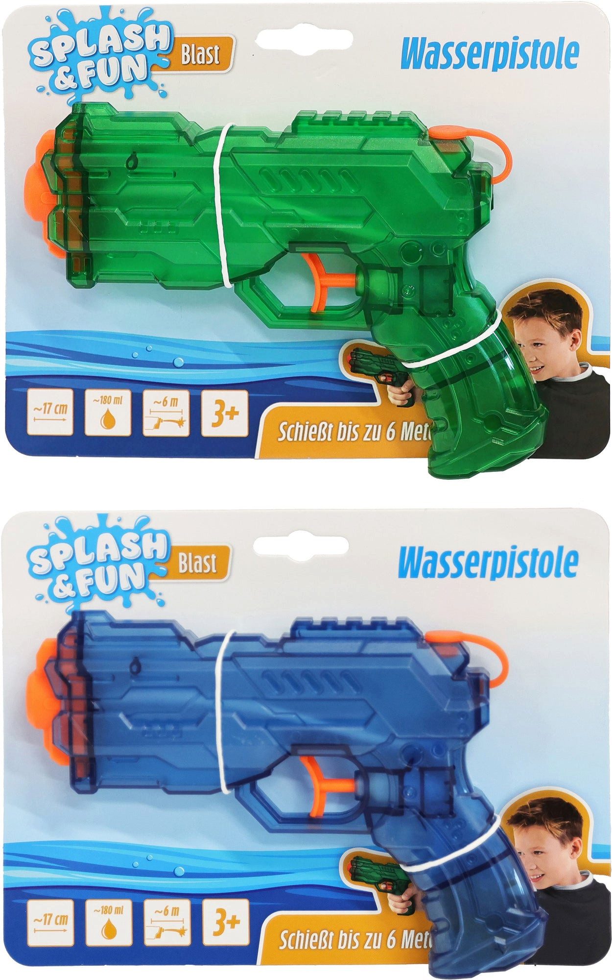 Vedes Spiel Splash & Fun Wasserpistole 17 cm 180 ml – Zufallsfarbe