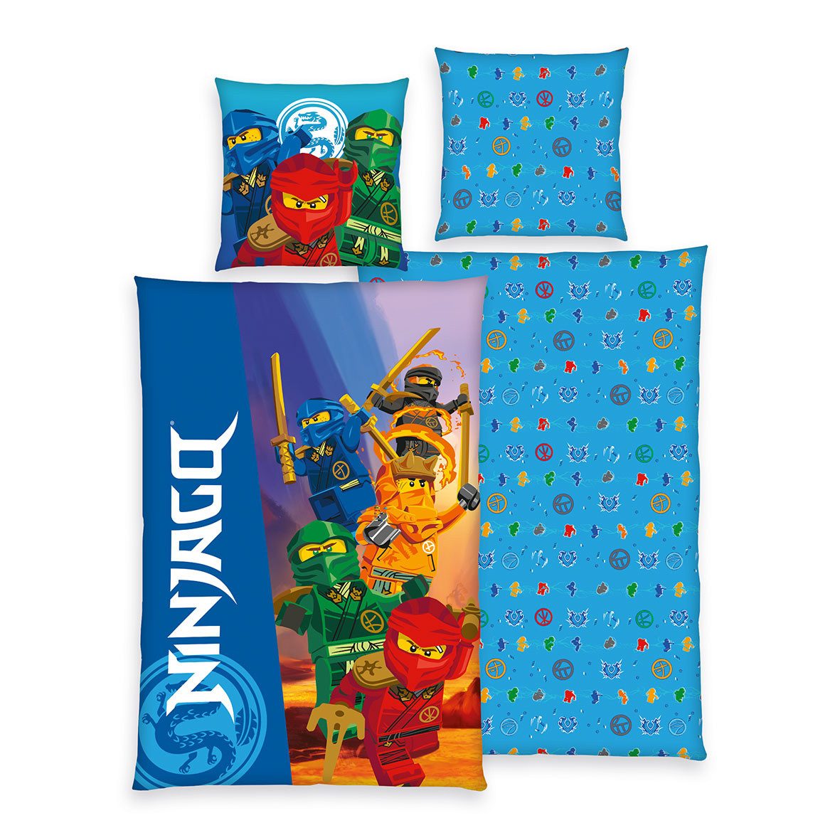 Stoffschmiede Kinderbettwäsche - LEGO NINJAGO ‘Ninja Team’, 100% Baumwolle