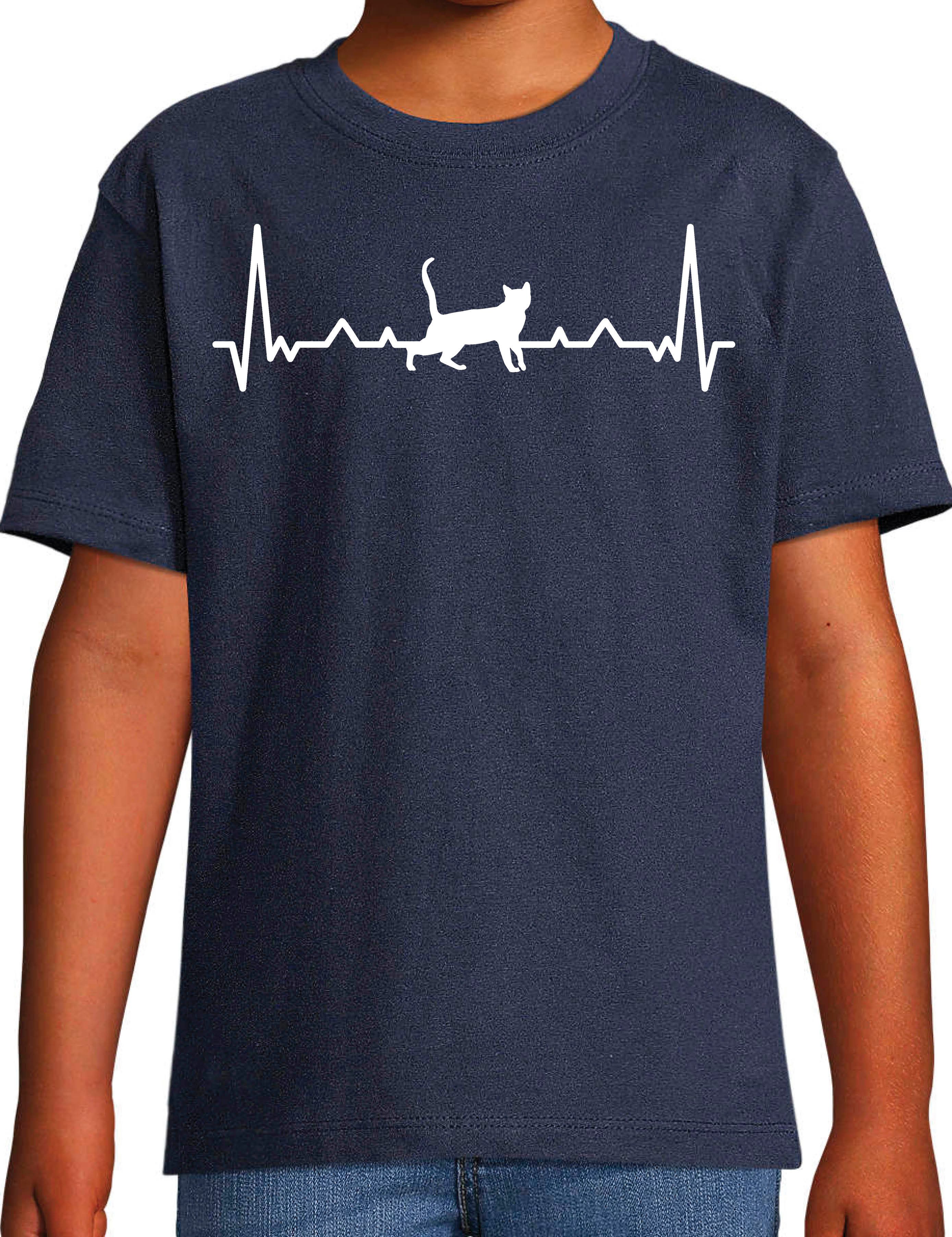 Youth Designz T-Shirt Heartbeat Katze Kinder Shirt mit trendigem Frontprint