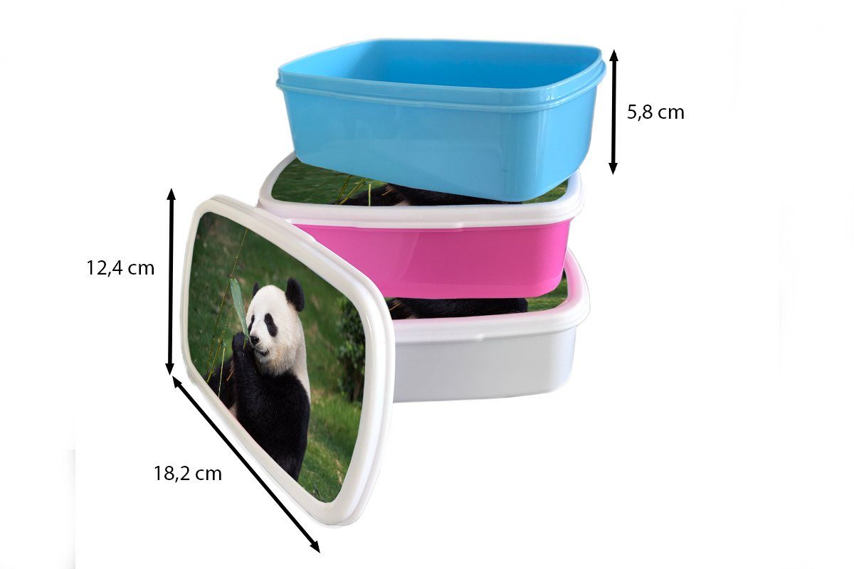 MuchoWow Lunchbox Pandabär Kunststoff, Erwachsene, Kunststoff Blätter, für Brotbox - Snackbox, (2-tlg), Brotdose Tiere rosa Wilde Mädchen, - Kinder