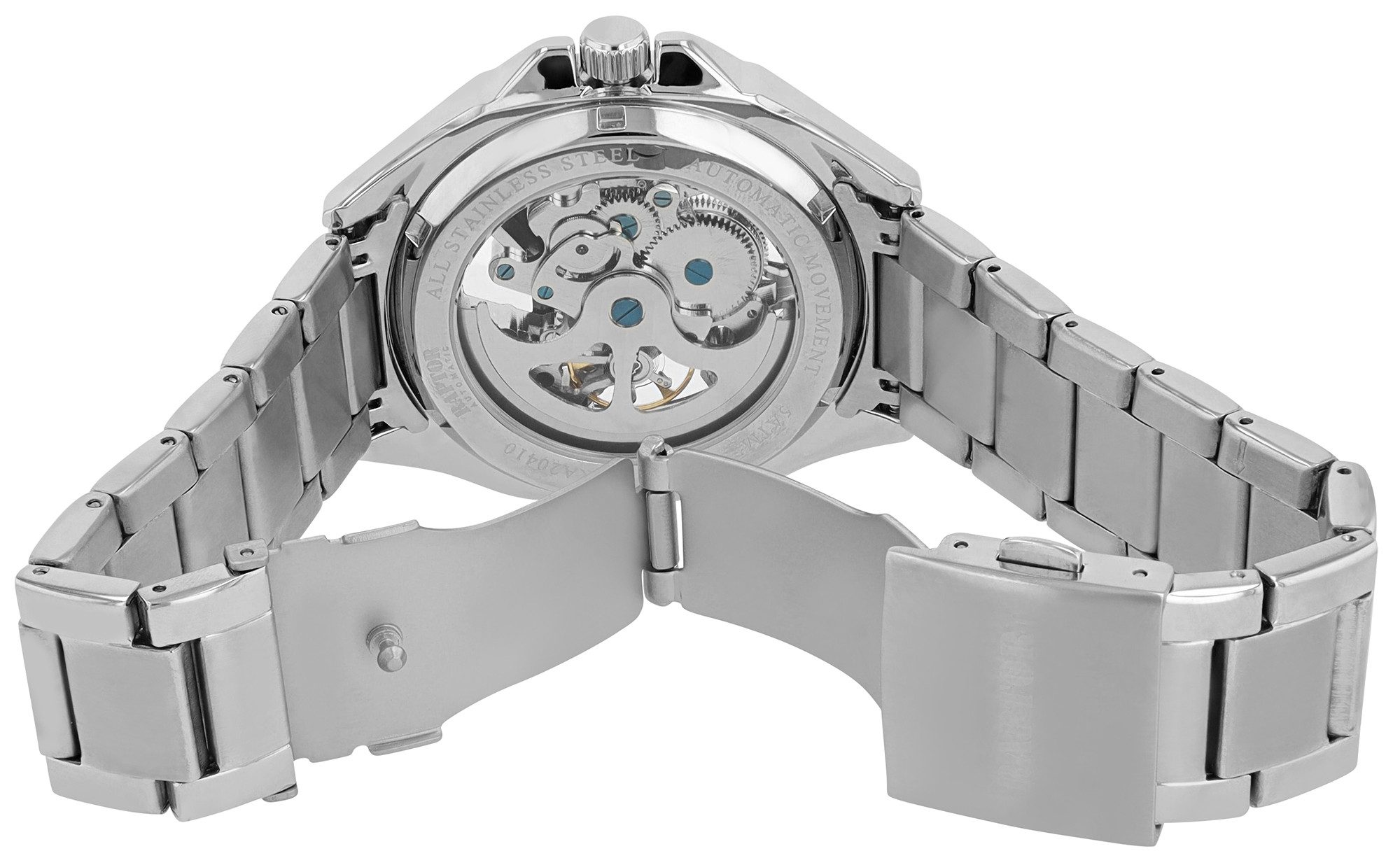 Raptor Quarzuhr mit Edelstahlarmband, Skelett, 5 ATM