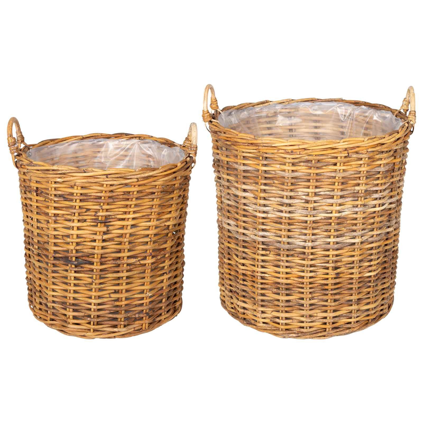 vidaXL Aufbewahrungskorb Blumentopf Körbchen GENDT 2 stk. Naturbraun Kubu Rattan (2 St)