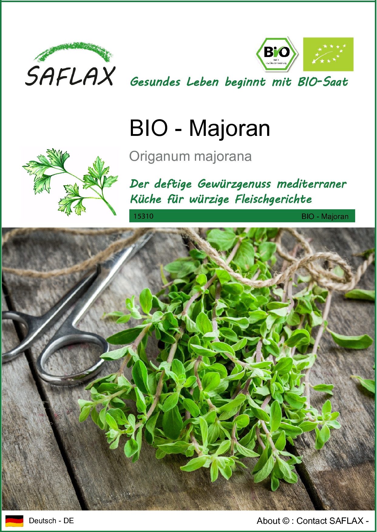 SAFLAX Kräutersamen SAFLAX - Samen - BIO - Majoran