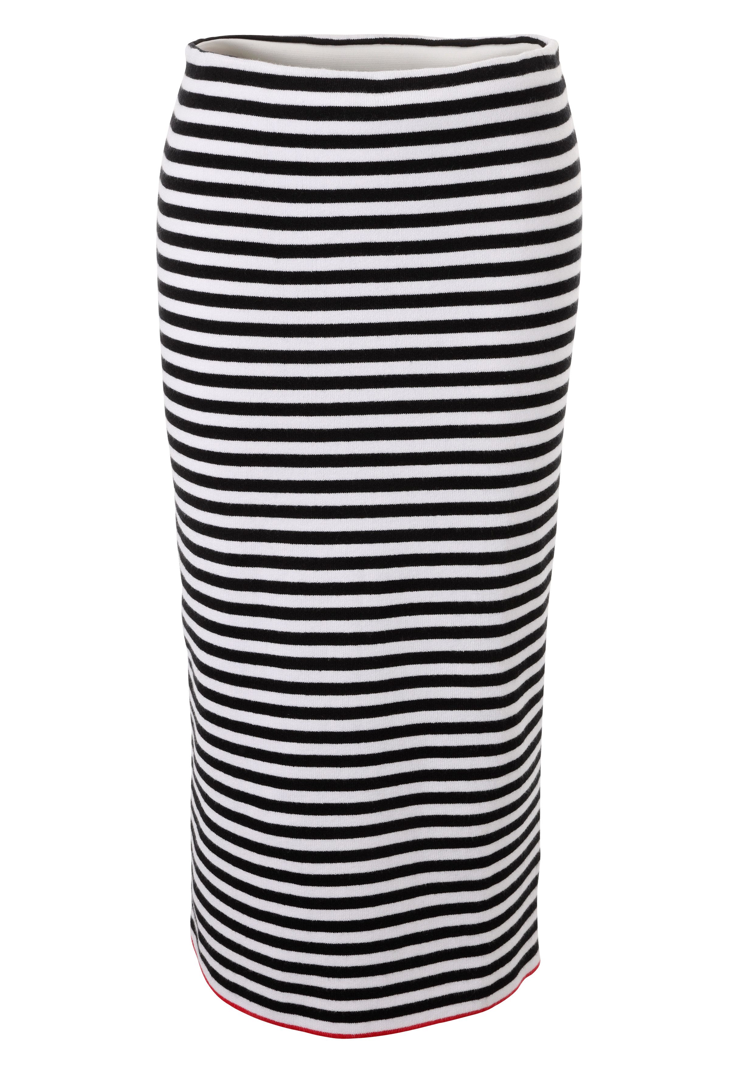 Aniston CASUAL Strickrock mit rotem Farbakzent am Saum