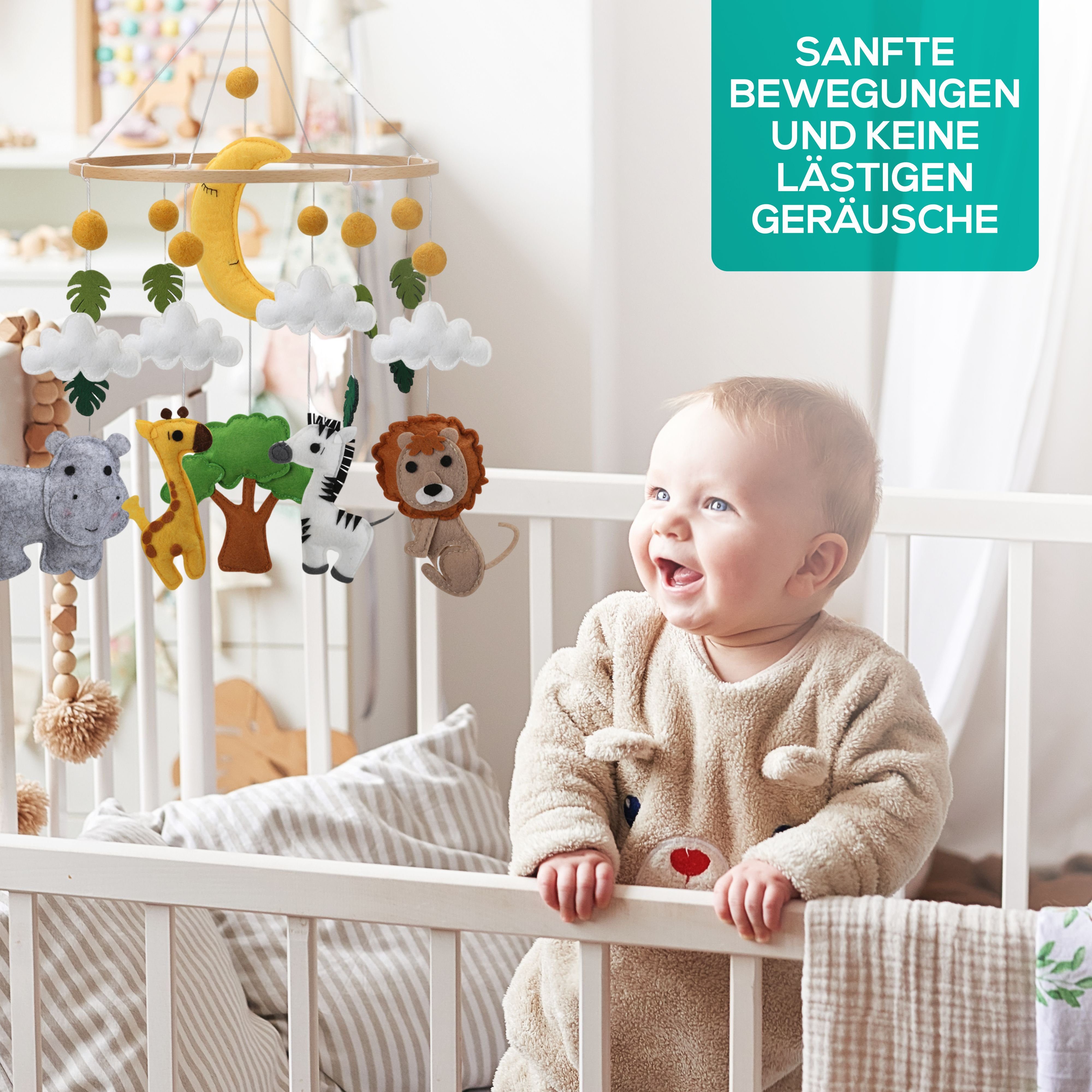wortek Babymöbel-Set Baby Mobile Windspiel zum Aufhängen, (Set, 1-tlg., Kinderbett, Wickelkommode, Decke Kinderzimmer), Babymobile Bettglocke Babyzimmer Bett Baby Windspiel
