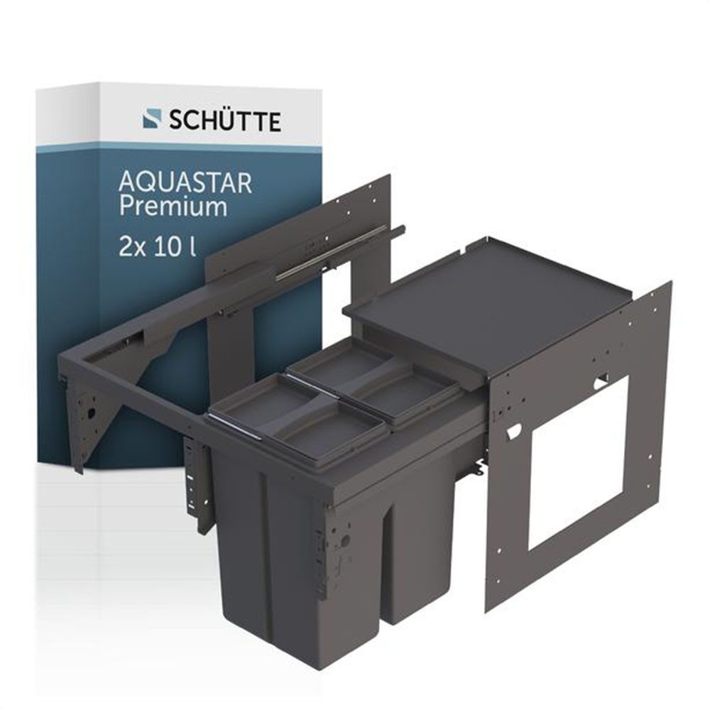 Schütte Mülltrennsystem Aquastar, zum Einbau, 60cm, 2 Fächer, Auszug, Deckel