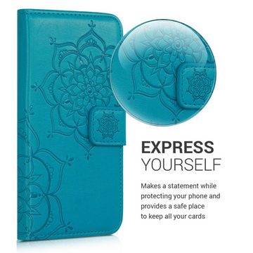 kwmobile Handyhülle, Hülle für Samsung Galaxy A40 - Kunstleder Handy Wallet Case mit Kartenfächern und Stand - Blumen Zwillinge Design
