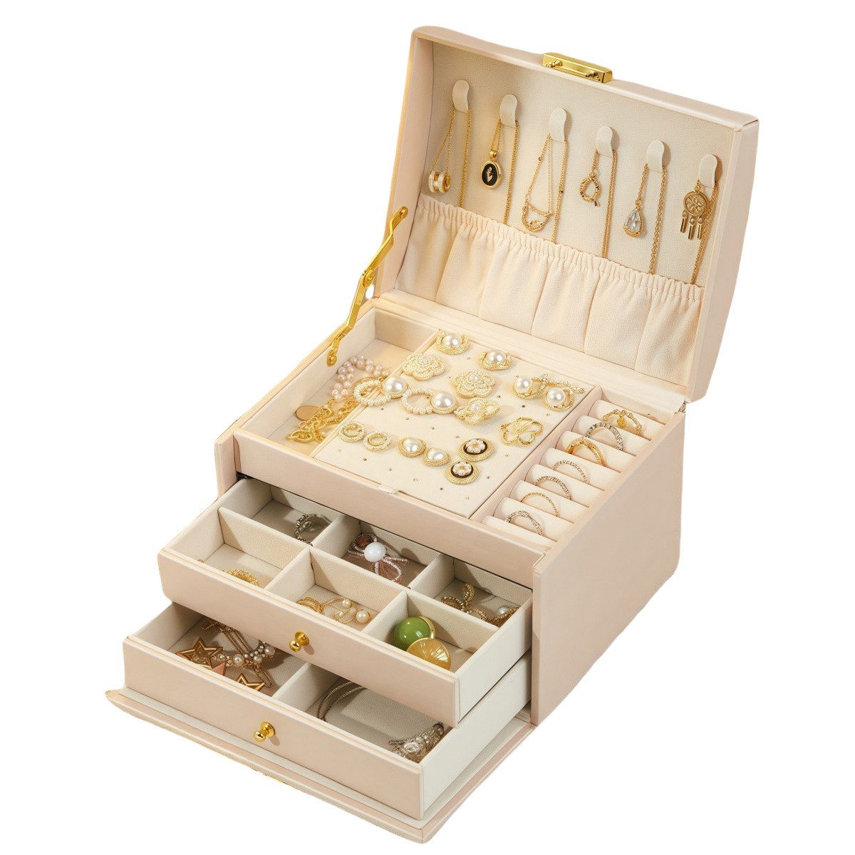 PFCTART Schmuckkasten Hochwertige Leder Schmuckkasten Desktop-Schublade Sch günstig online kaufen