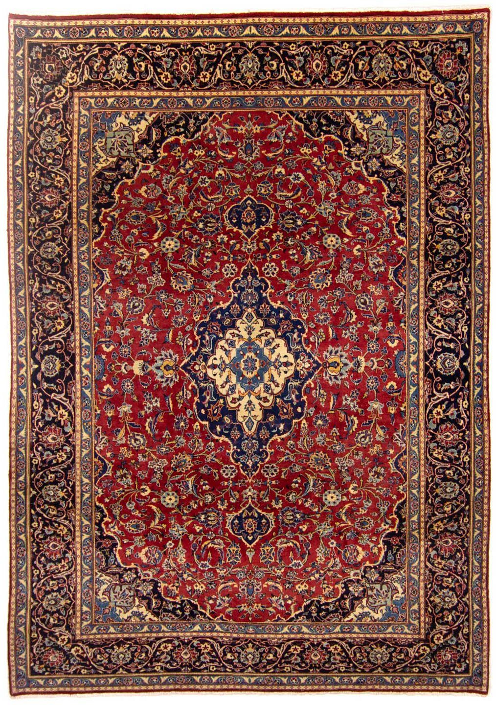 Rosso Unikat 10 x cm, Keshan 250 mm, Höhe: morgenland, Medaillon rechteckig, 344 Zertifikat Wollteppich mit