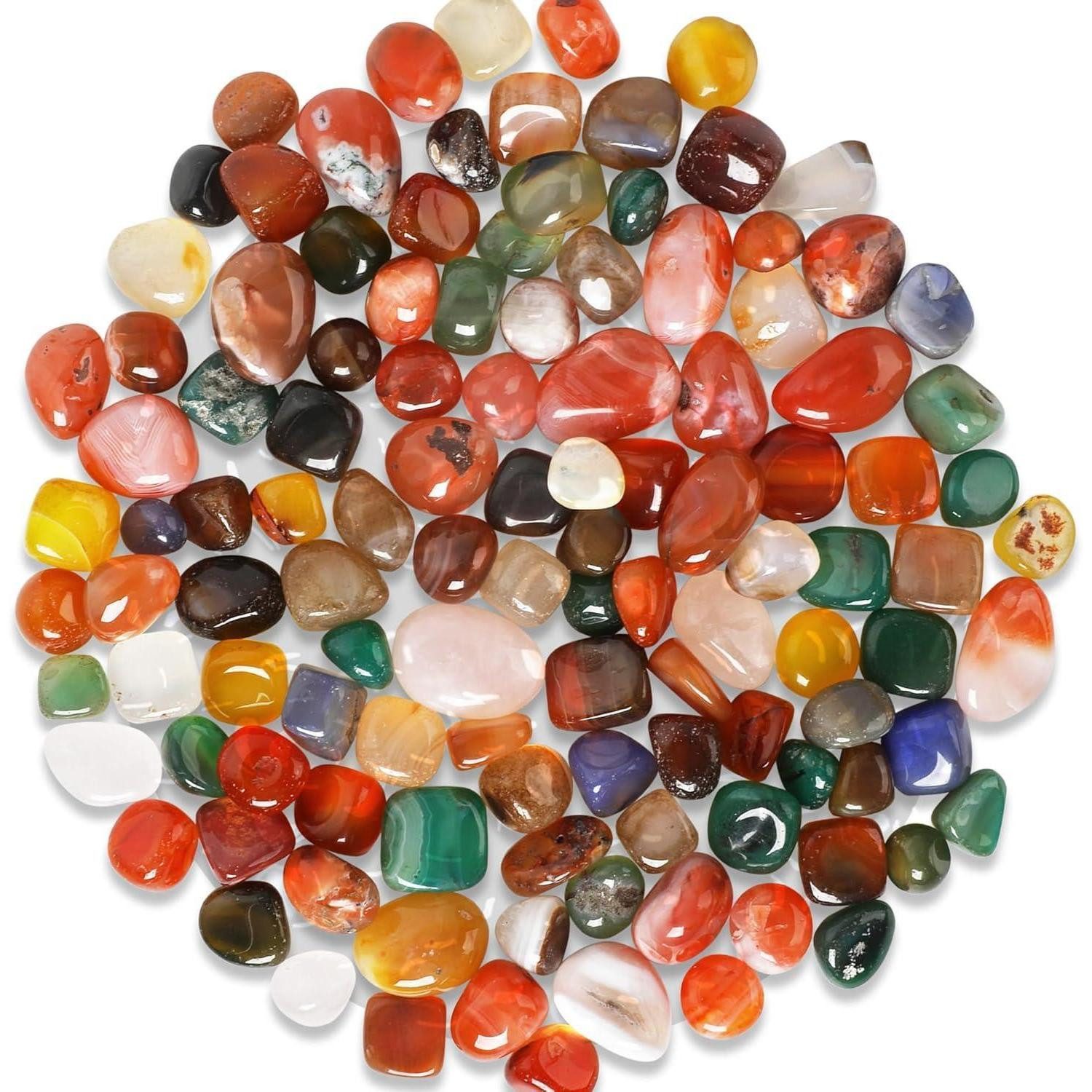 LuxusKollektion Kieselsteine Edelsteine Trommelsteine Set Natur Achat Kristall 150g Aquarium Deko