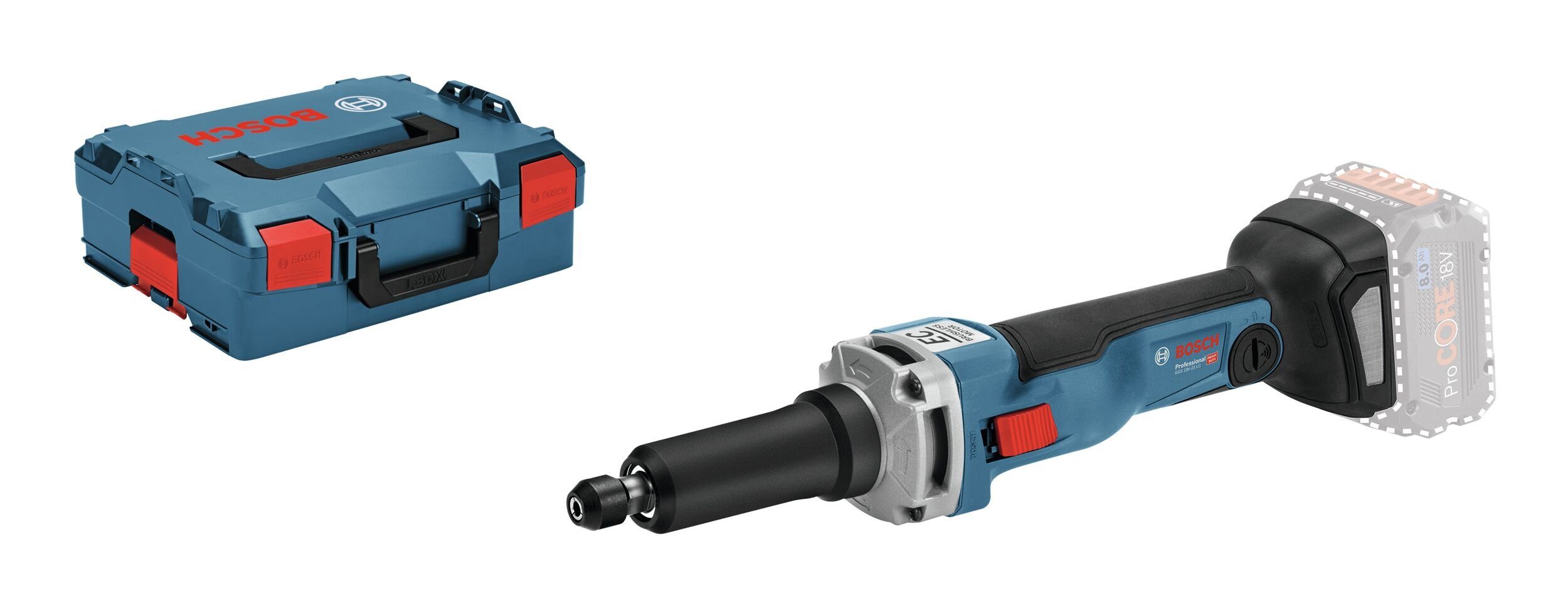 Bosch Professional Akku-Geradschleifer GGS 18V-23 LC, max. 23000 U/min, Ohne Akku - in L-BOXX 136
