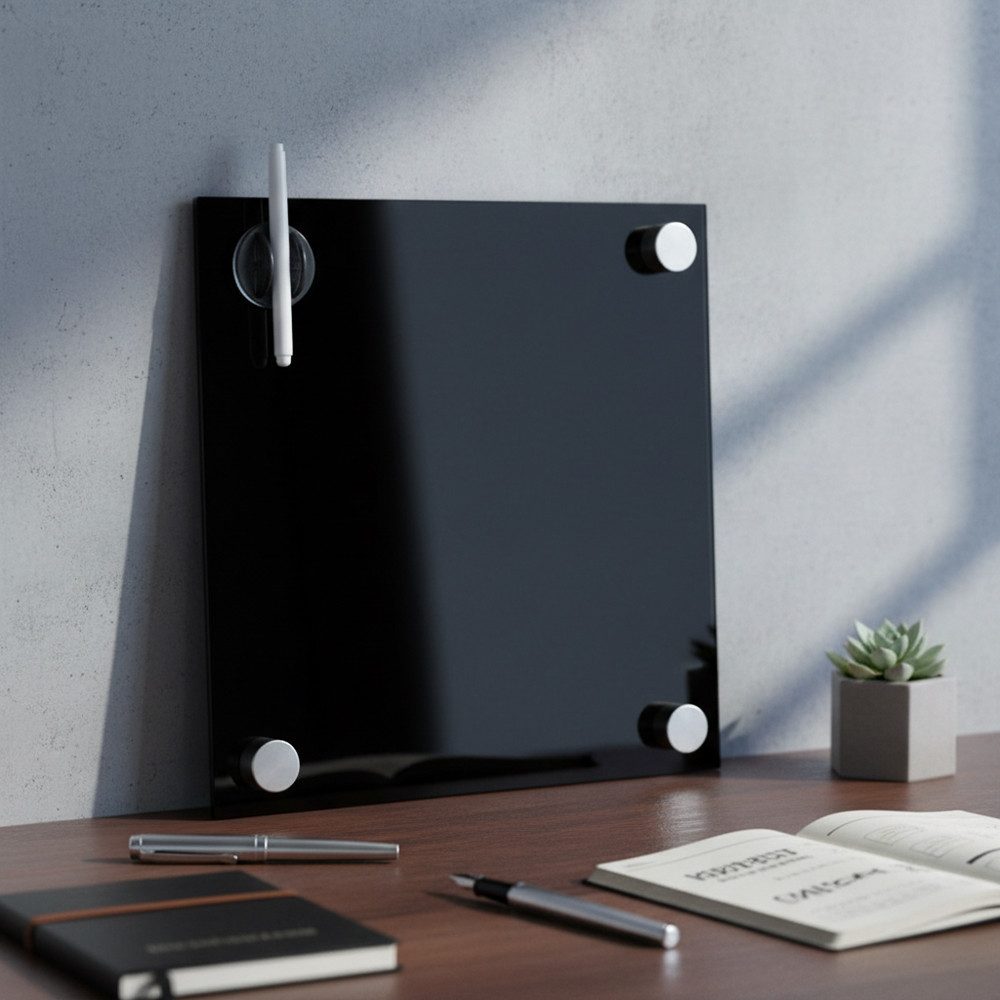 Melko Magnettafel Memoboard Schwarz Glasmagnettafel Magnetboard Whiteboard, (Stück), Sicherheitsglas
