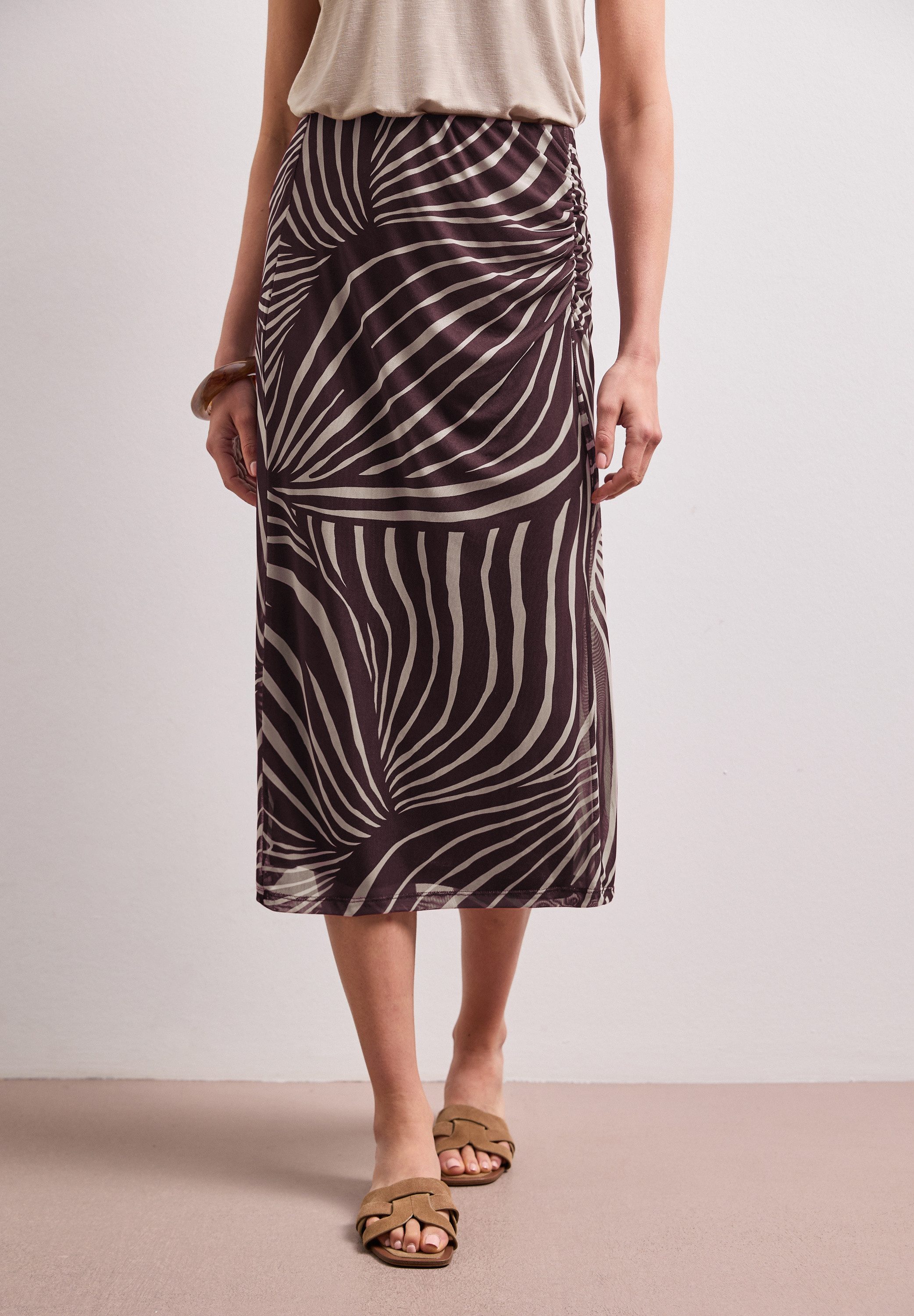 STREET ONE Midirock Style Pepica Sommerrrock aus Mesh mit Print