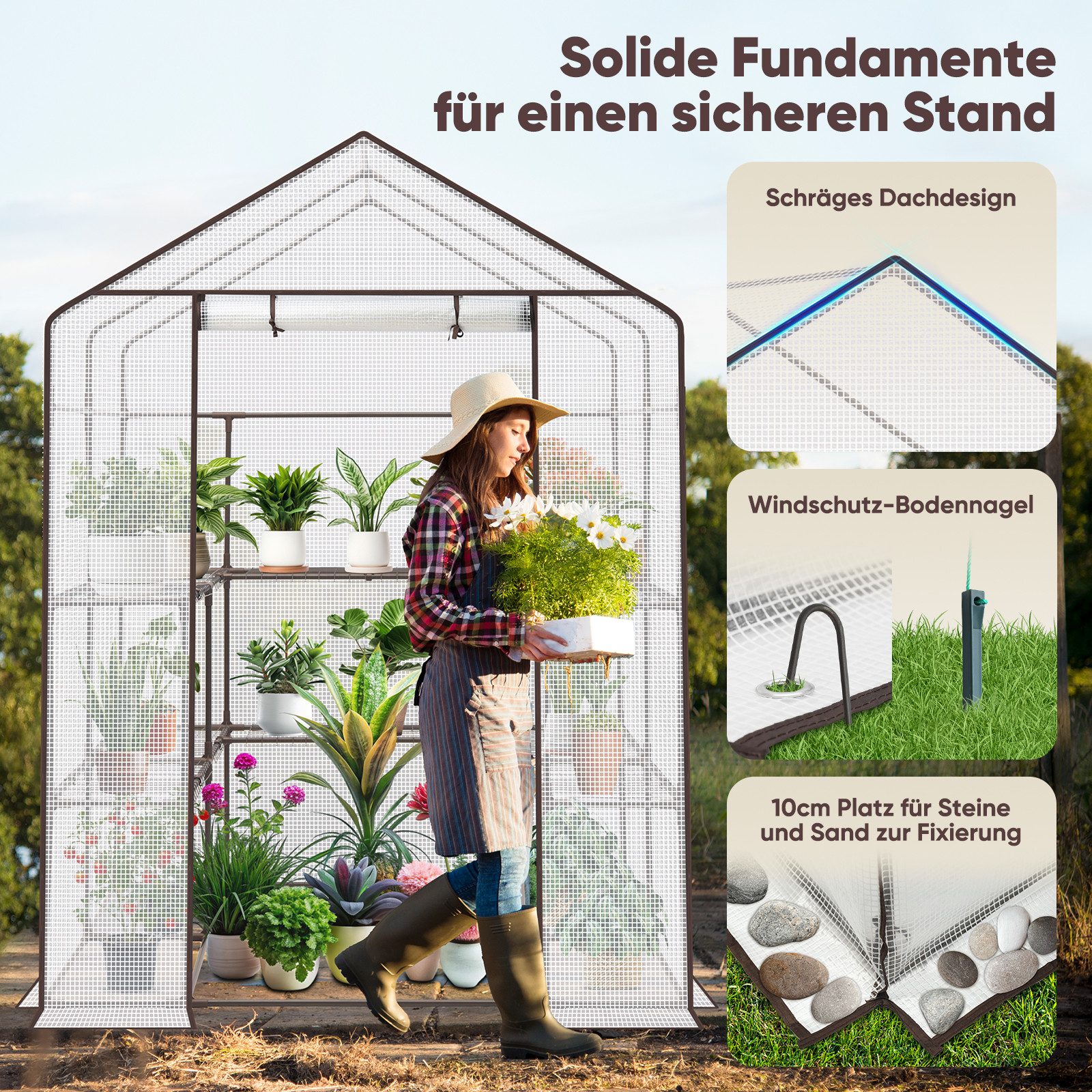 Sekey Gewächshaus Begehbares Foliengewächshaus mit 10 günstig online kaufen