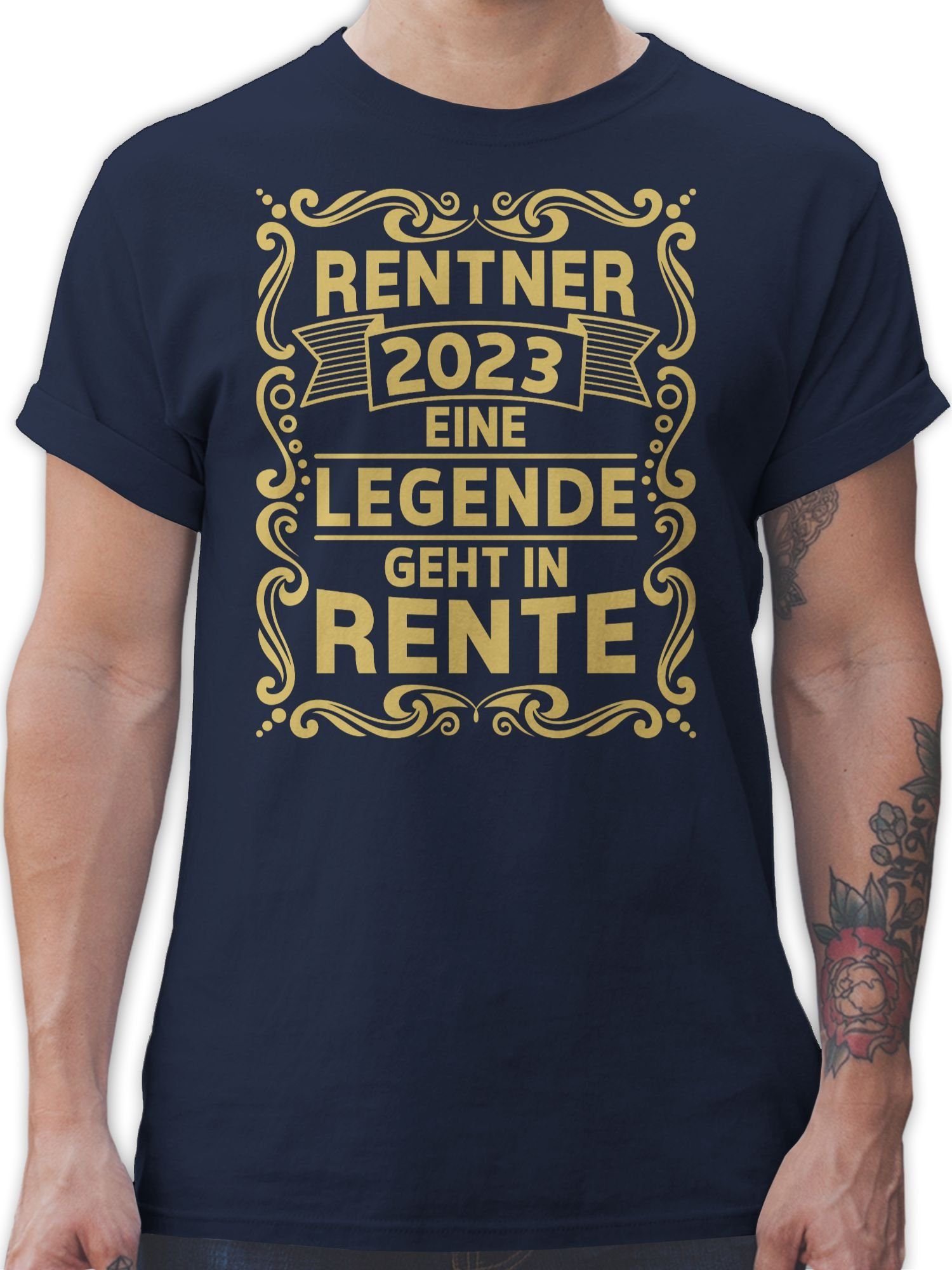 Shirtracer T-Shirt Rentner 2023 Eine Legende geht in Rente Rentner Geschenk 02 Navy Blau