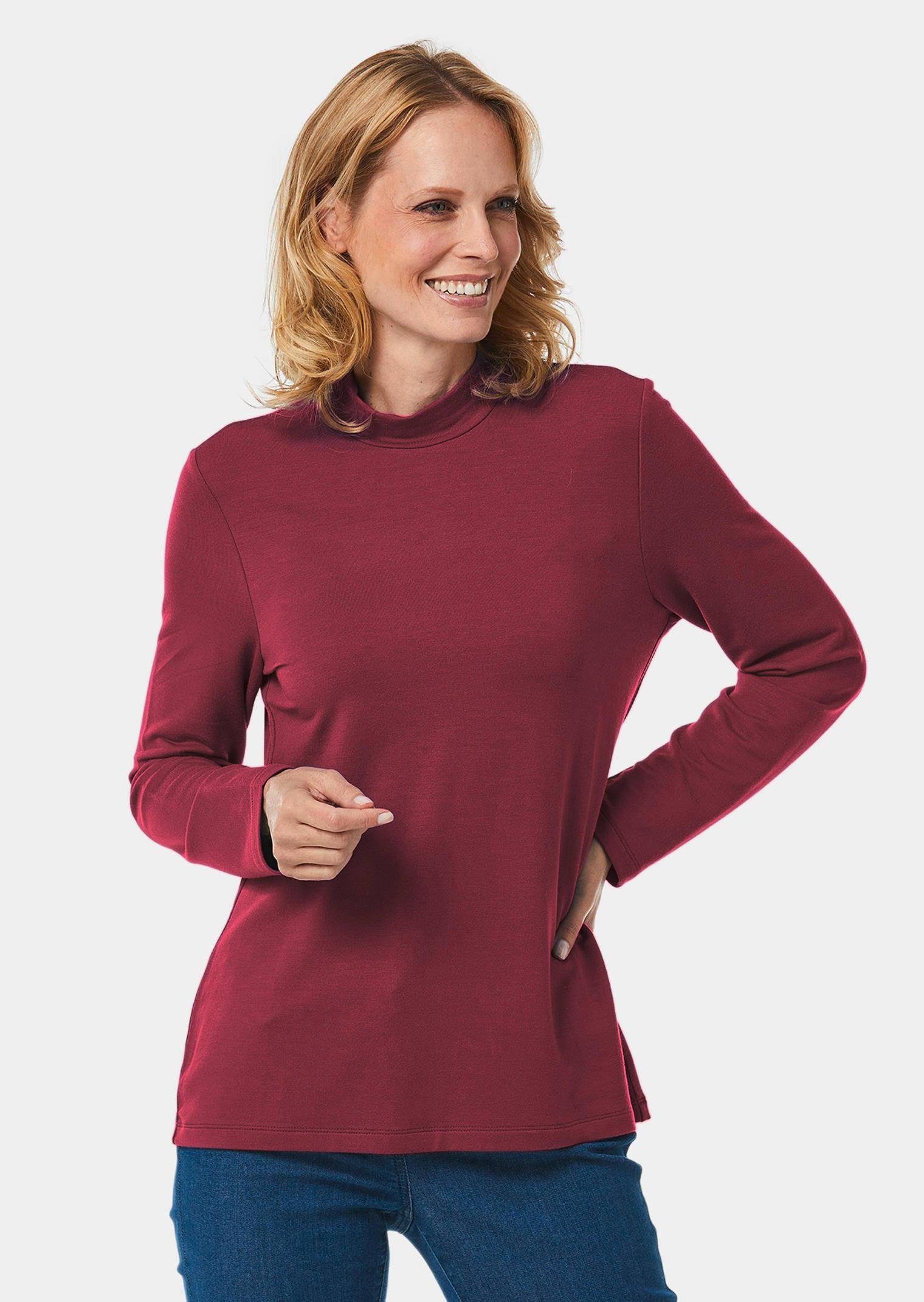 Langarmshirt Stehkragenshirt mit Langarm