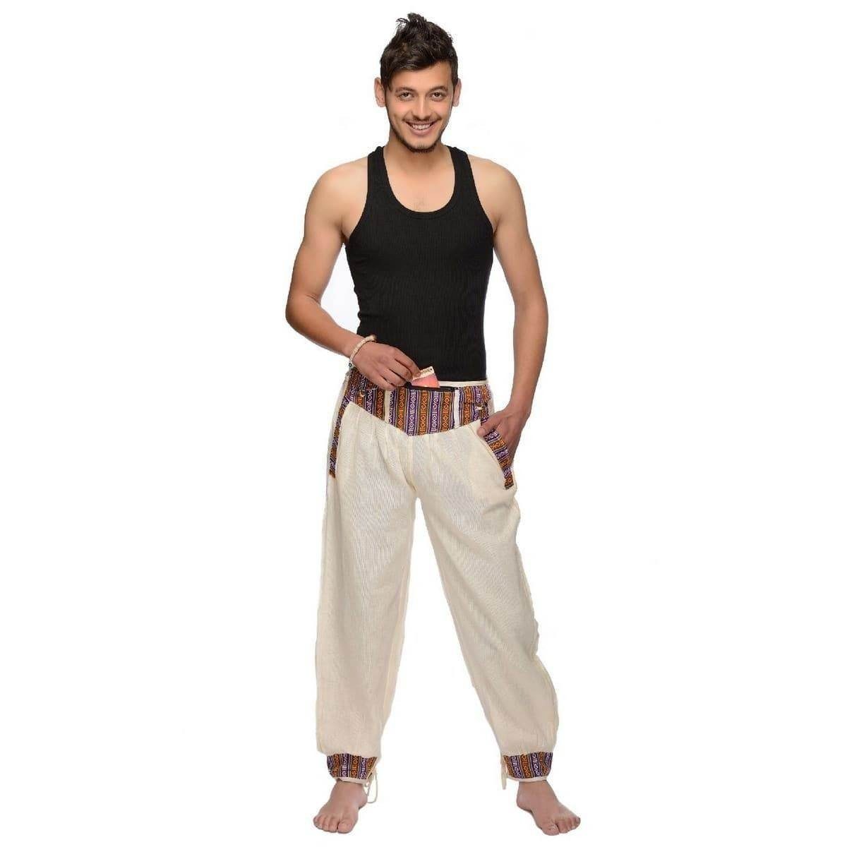 SIMANDRA Stoffhose Freizeithose Thamel Stoffhose mit breitem gewebtem Bund (Herren, 1-tlg., mit Bindeband) bestickt