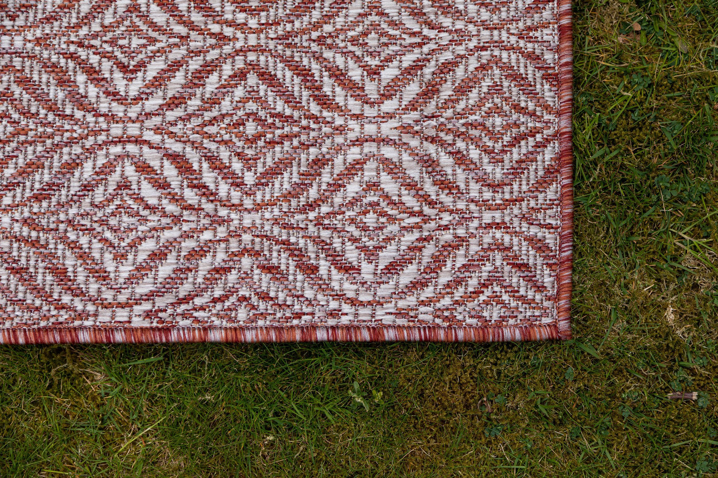 LebensWohnArt Teppich Teppich OUTDOOR CIATO Rechteckig Rostrot 150x245 cm, Höhe: 0.4064 mm