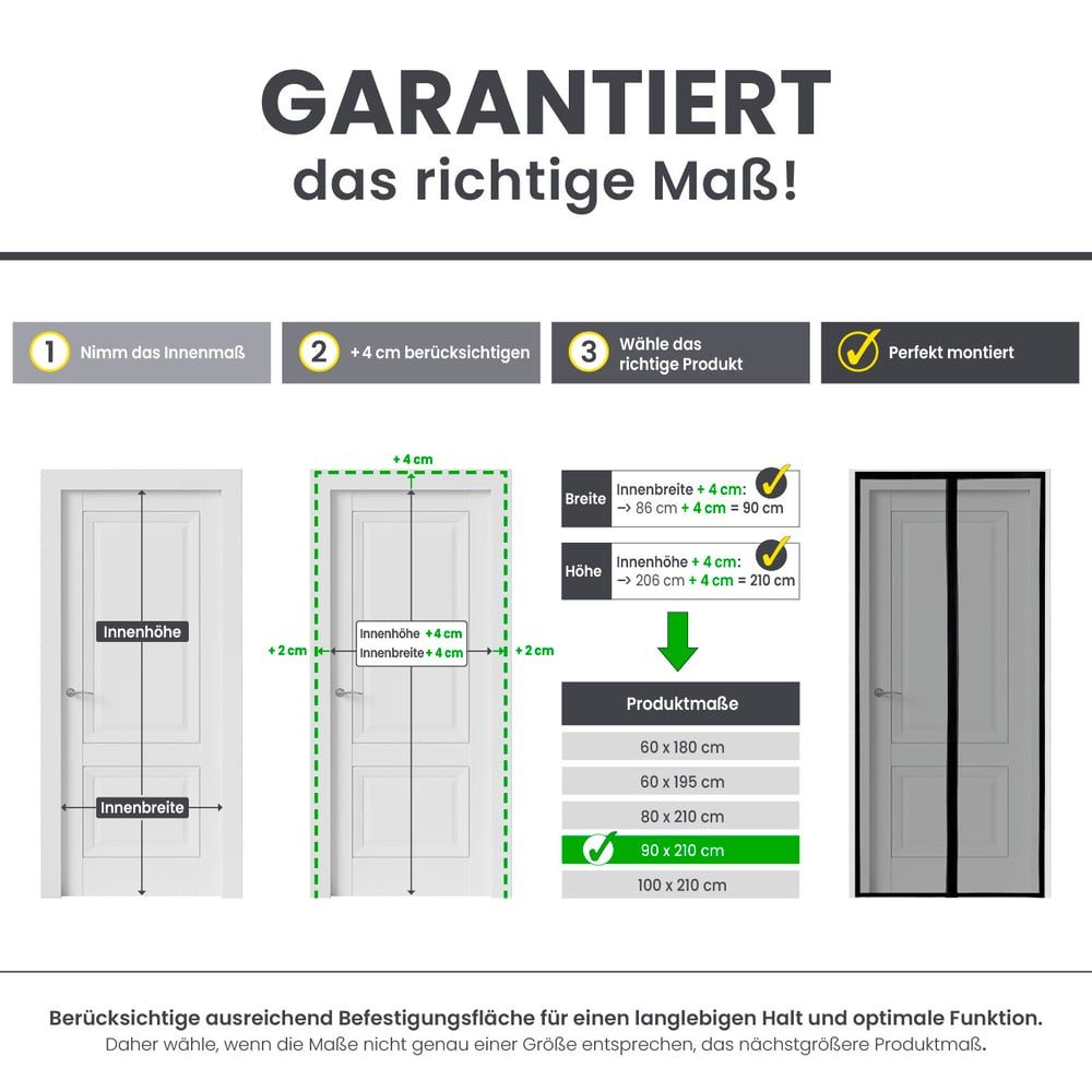 EASYmaxx Insektenschutz-Tür Insektenschutzvorhang Mit eingenähten XXL-Magnetbändern, (1-St), für Türen mit selbstklebendem Klettband