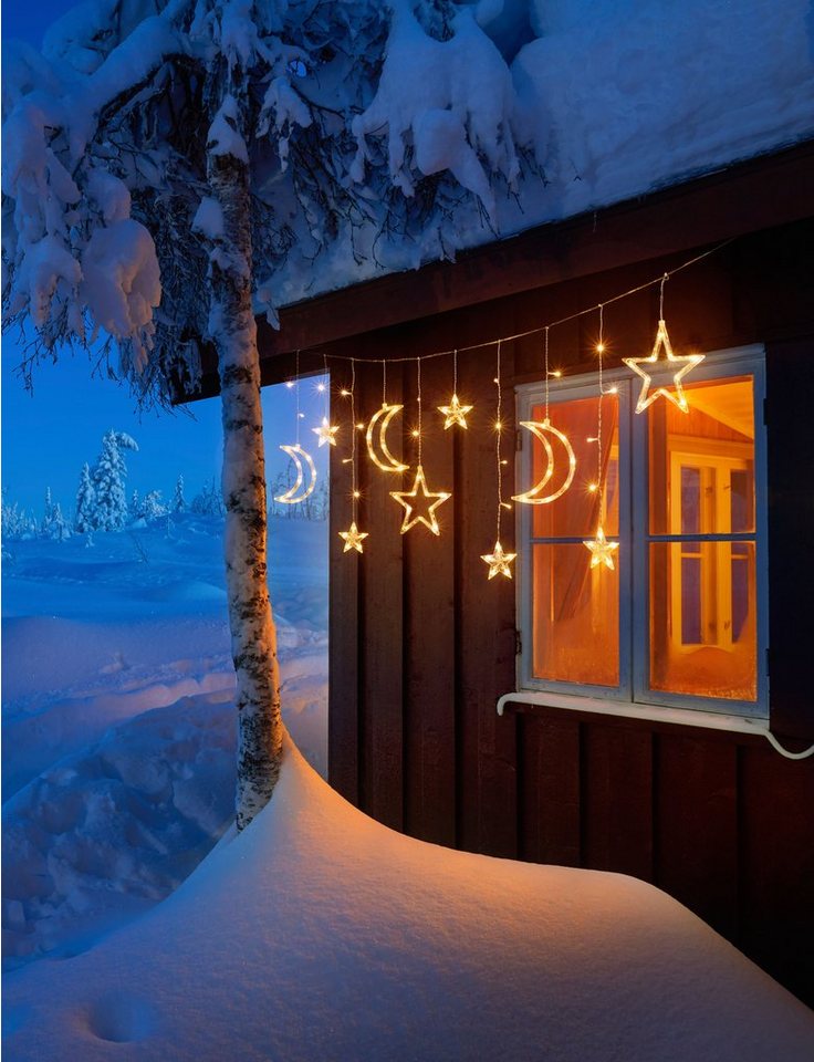 BONETTI LED-Lichtervorhang LED Sternenvorhang Lichterkette, 93-flammig, für  Innen und Außen, ca. 180 cm breit