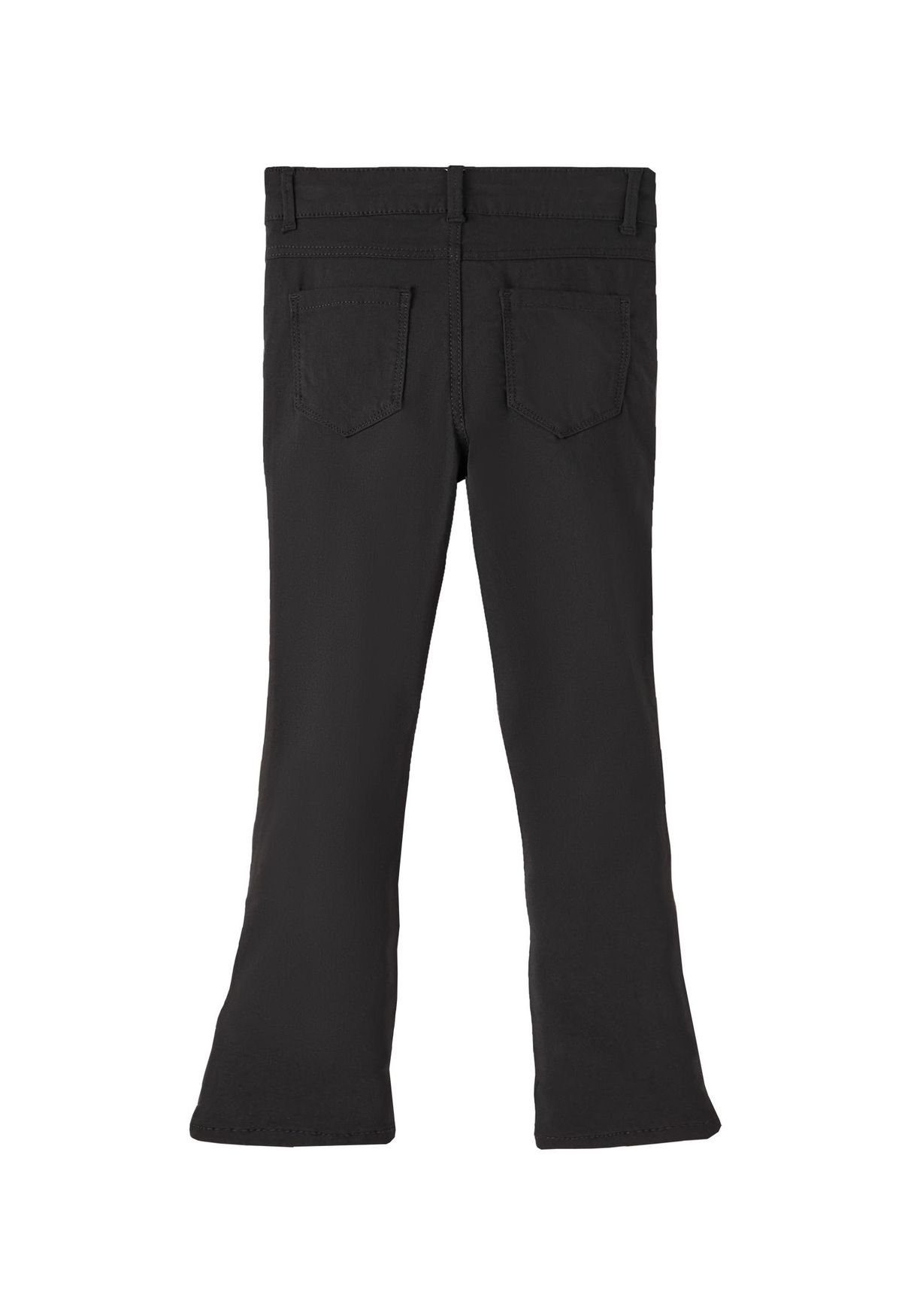 in Name Leg Mid 5106 Waist Schlaghose Stretch Schwarz Wide NKFPOLLY Bootcut It Hose Stoffhose
