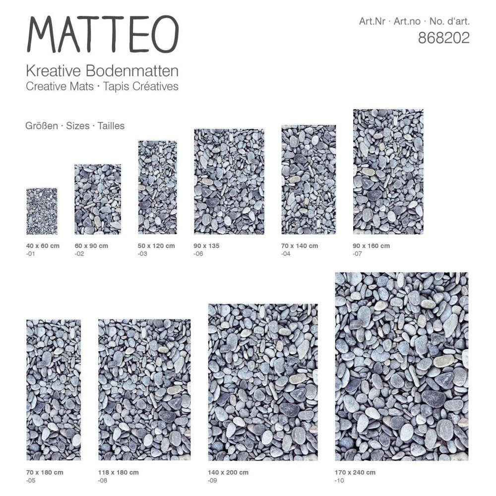 Sitheim-Europe Vinylteppich Vinyl Teppich MATTEO Kiesel, Rechteck, Höhe: 2,2 mm, ideal für Wohnung und Büro, für Innen- und Außenbereich