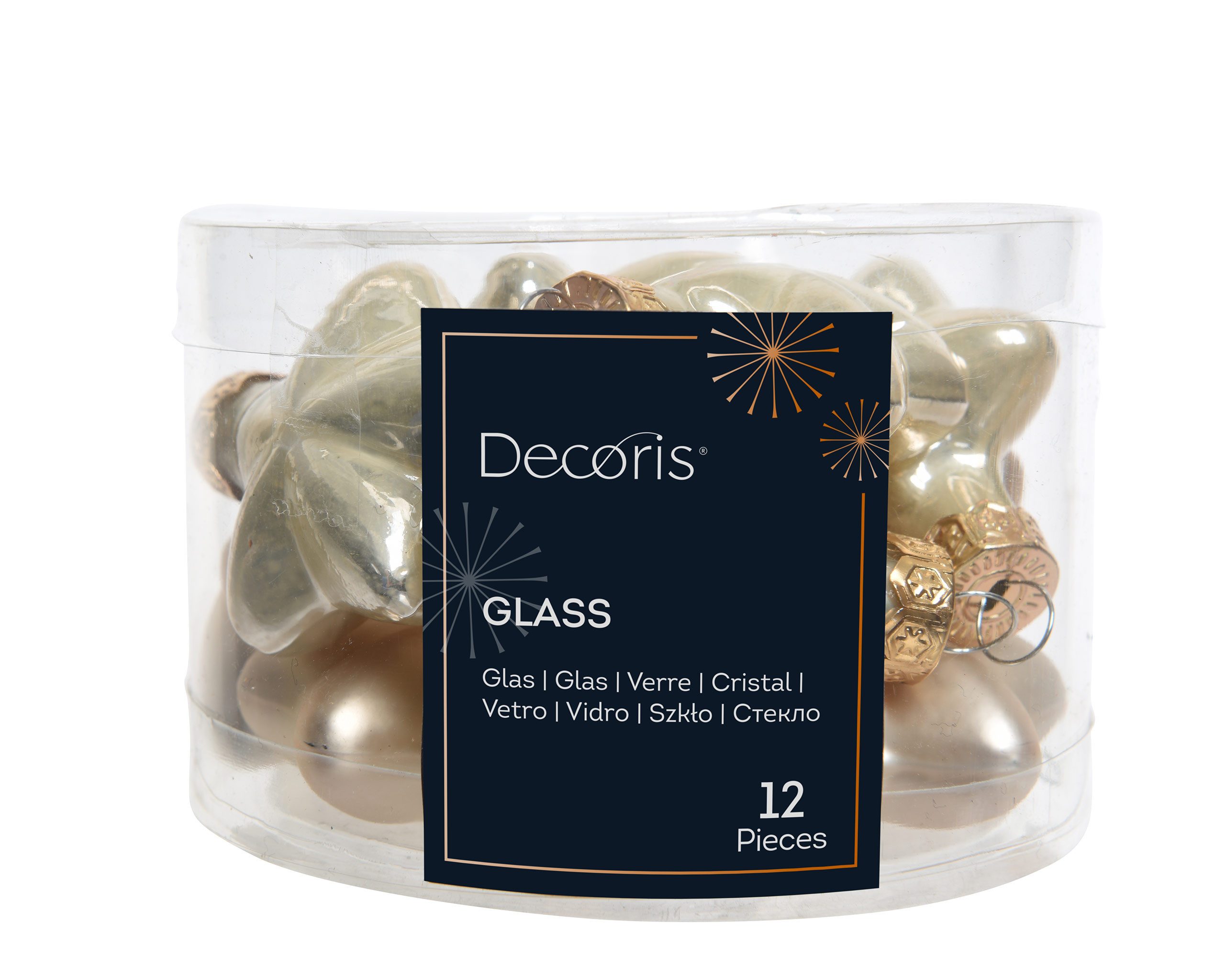 Kaemingk Christbaumschmuck, Christbaumschmuck Sterne 4cm Glas 12 Stück - Perle