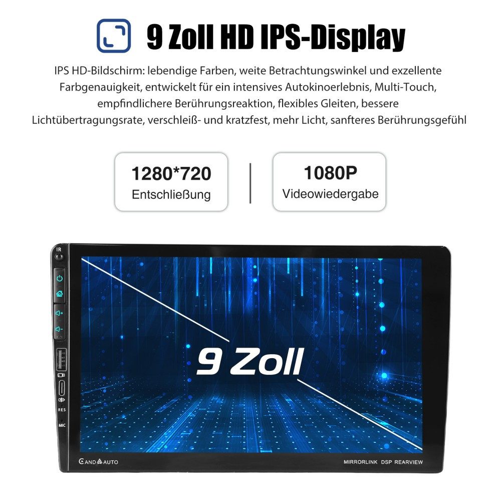 ESSGOO 9' Für Peugeot 407 2004-2011 Ansroid 14 Type-C GPS Autoradio (Digitalradio (DAB), RDS, FM, AM, Carplay Android Auto RDS NAVI SWC)