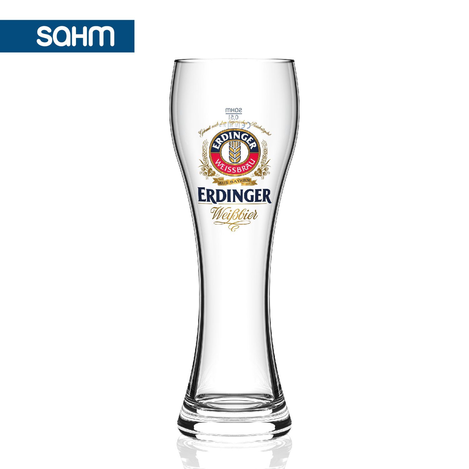 SAHM Bierglas Original ERDINGER Weizenbierglas 0,5 l Set - 6 Weizenbiergläser 0,5 l, Edles Glas, 100% recycelbar