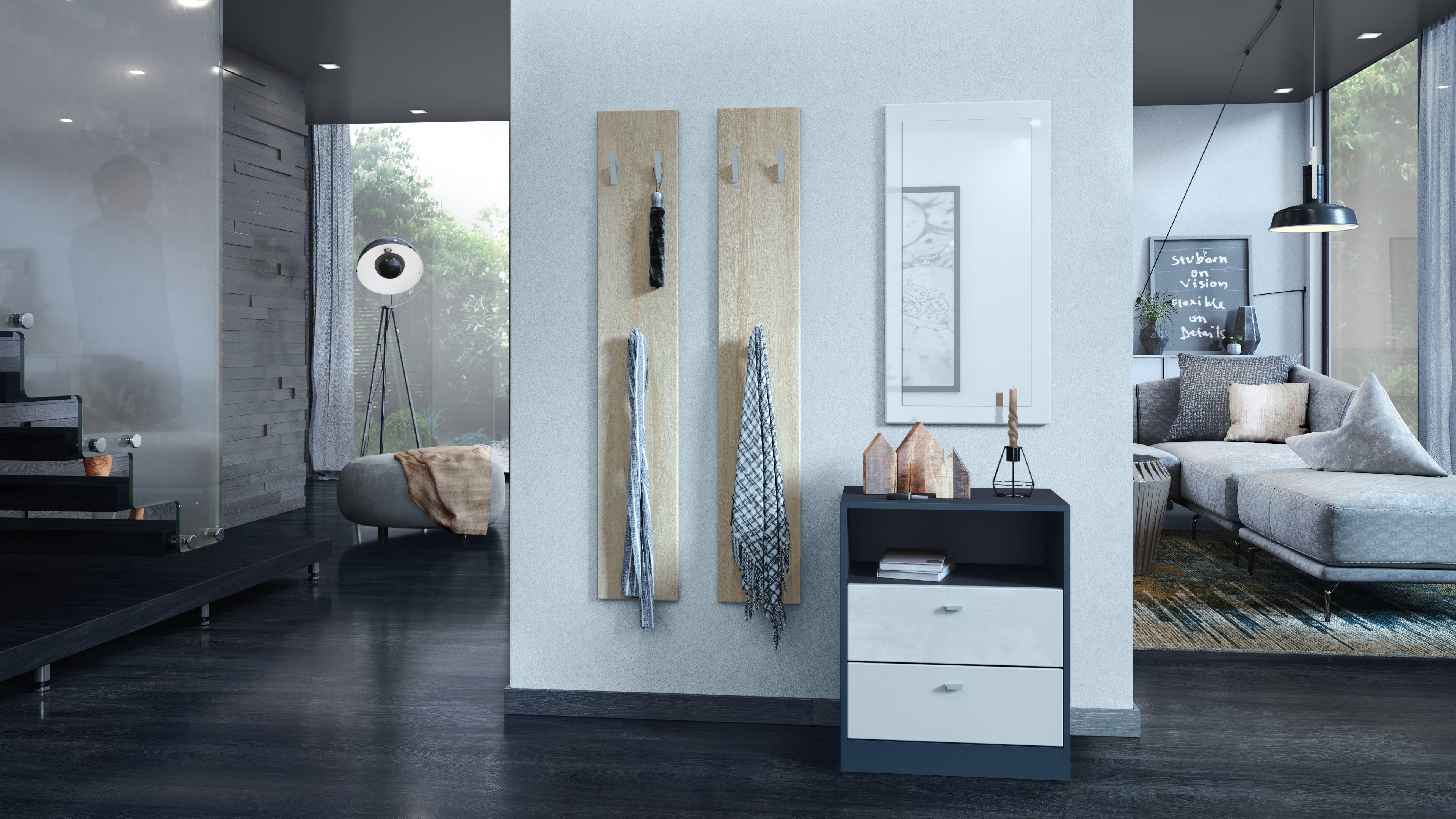 Vladon Garderobenpaneel Wandpaneel 140 (Garderobenpaneel, bestehend aus 2 P günstig online kaufen