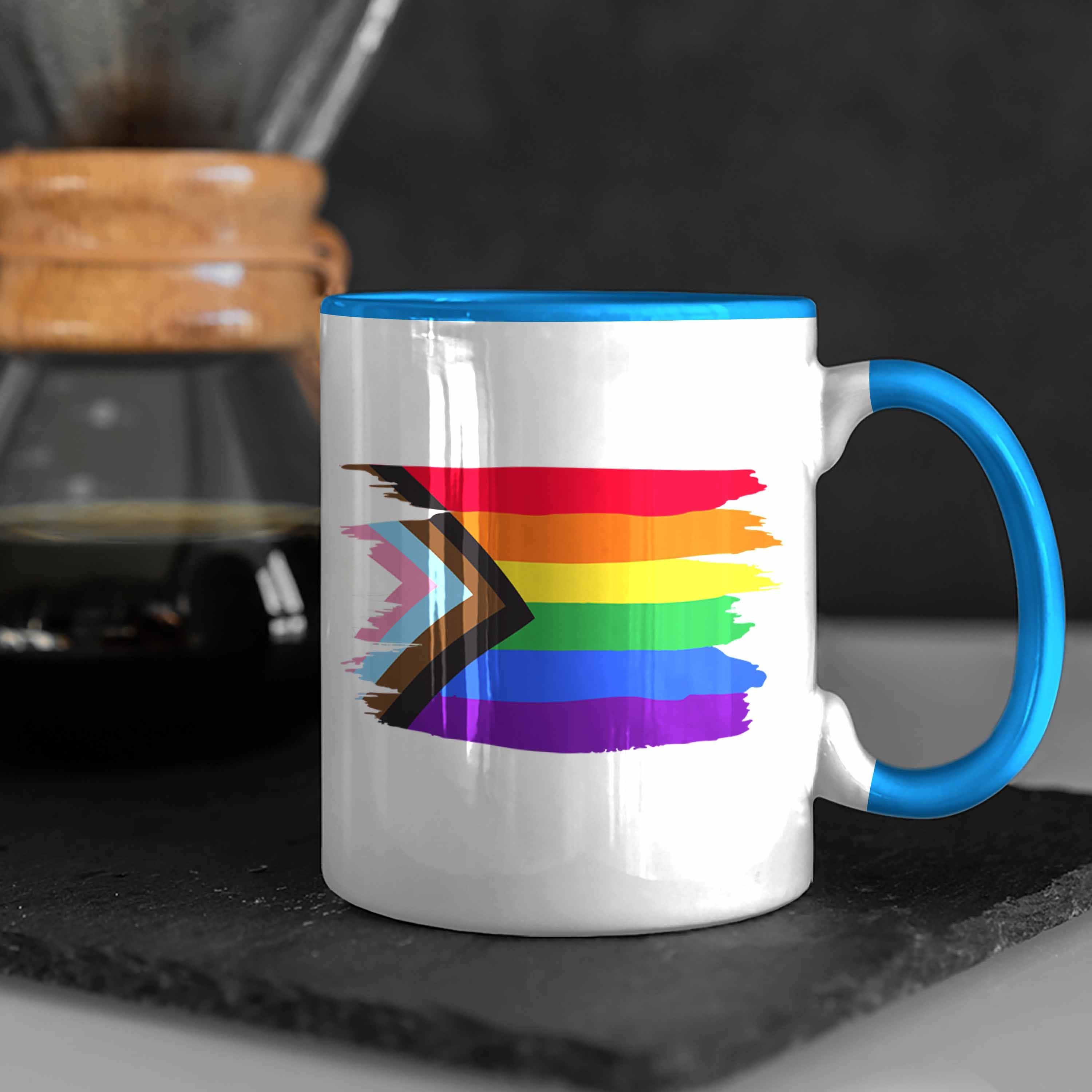 Transgender Grafik Trendation Tasse Regenbogen Schwule Pride - LGBT Trendation Blau Flagge Lesben Tasse Geschenk