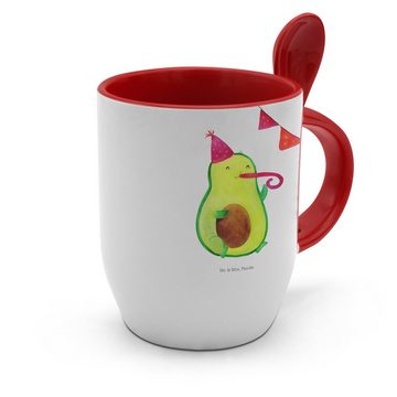Mr. & Mrs. Panda Tasse Avocado Geburtstag - Weiß - Geschenk, Gesund, Veggie, Feier, Kaffeeta, Keramik, Inklusive Löffel