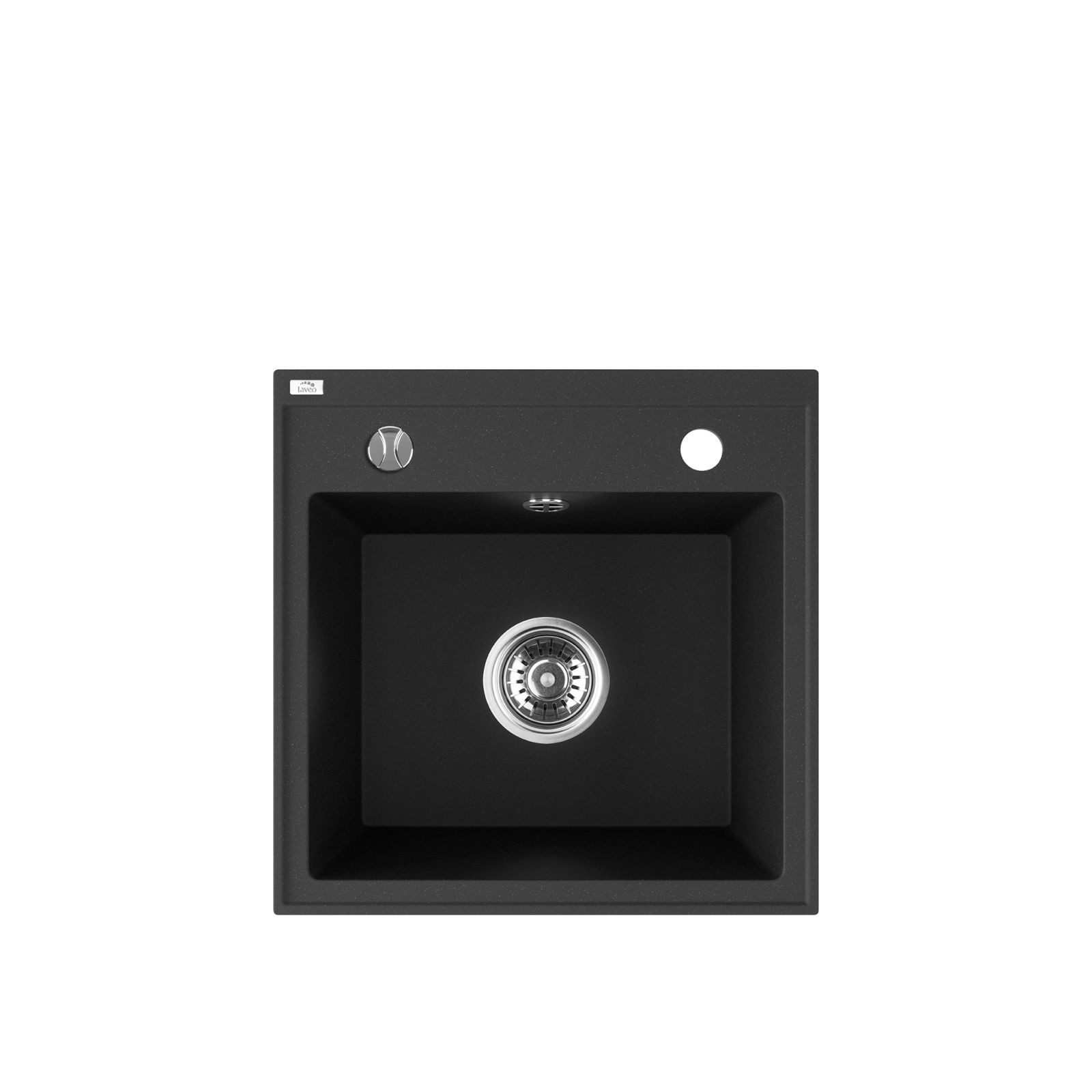 Granitspüle Einbauspüle TRZYNASTKA aus Granit (44×44 cm), 1 Becken, schwarz, matt, rechteckig, matt, Granitspüle, Rechteckspüle, Spülbecken, Küchenausstattung