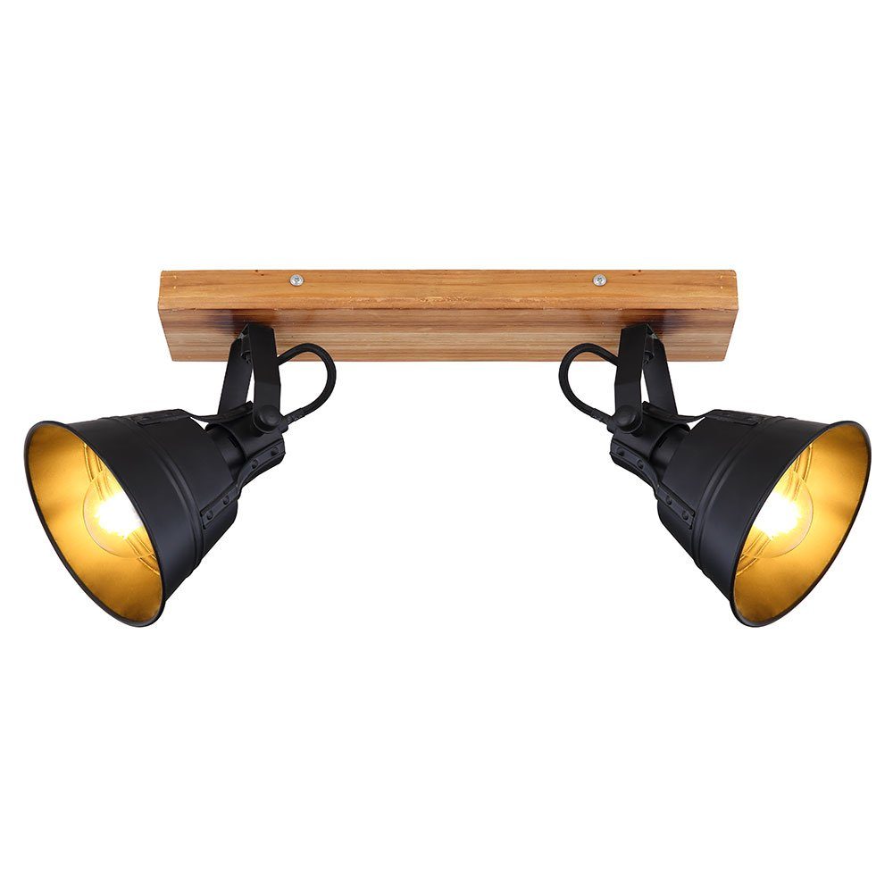 Wohn LED Decken etc-shop Holz Warmweiß, VINTAGE Lampe inklusive, Zimmer Leuchtmittel Deckenspot, Spot Leuchte