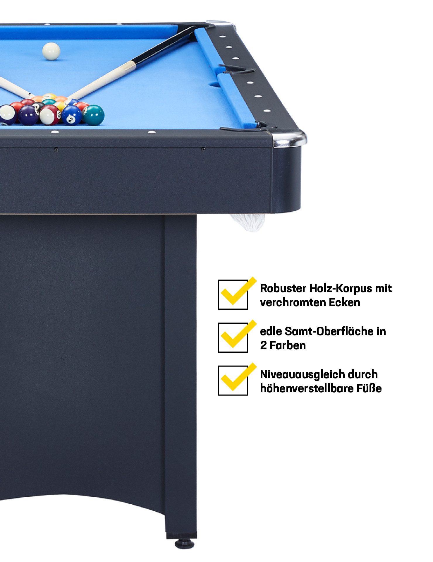 MUWO Billardtisch "Winner" Billardtisch 153 x 84 x 79 cm mit Zubehör