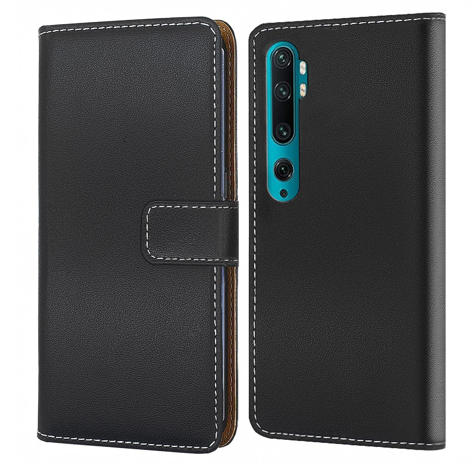 Numerva Handyhülle Handytasche für Xiaomi Mi Note 10 / Note 10 Pro, Bookstyle Etui Schutzhülle Klapphülle Flip Cover Schwarz