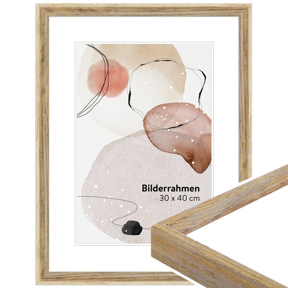 WANDStyle Bilderrahmen H790, Natur-Optik, aus Massivholz im Vintage Stil