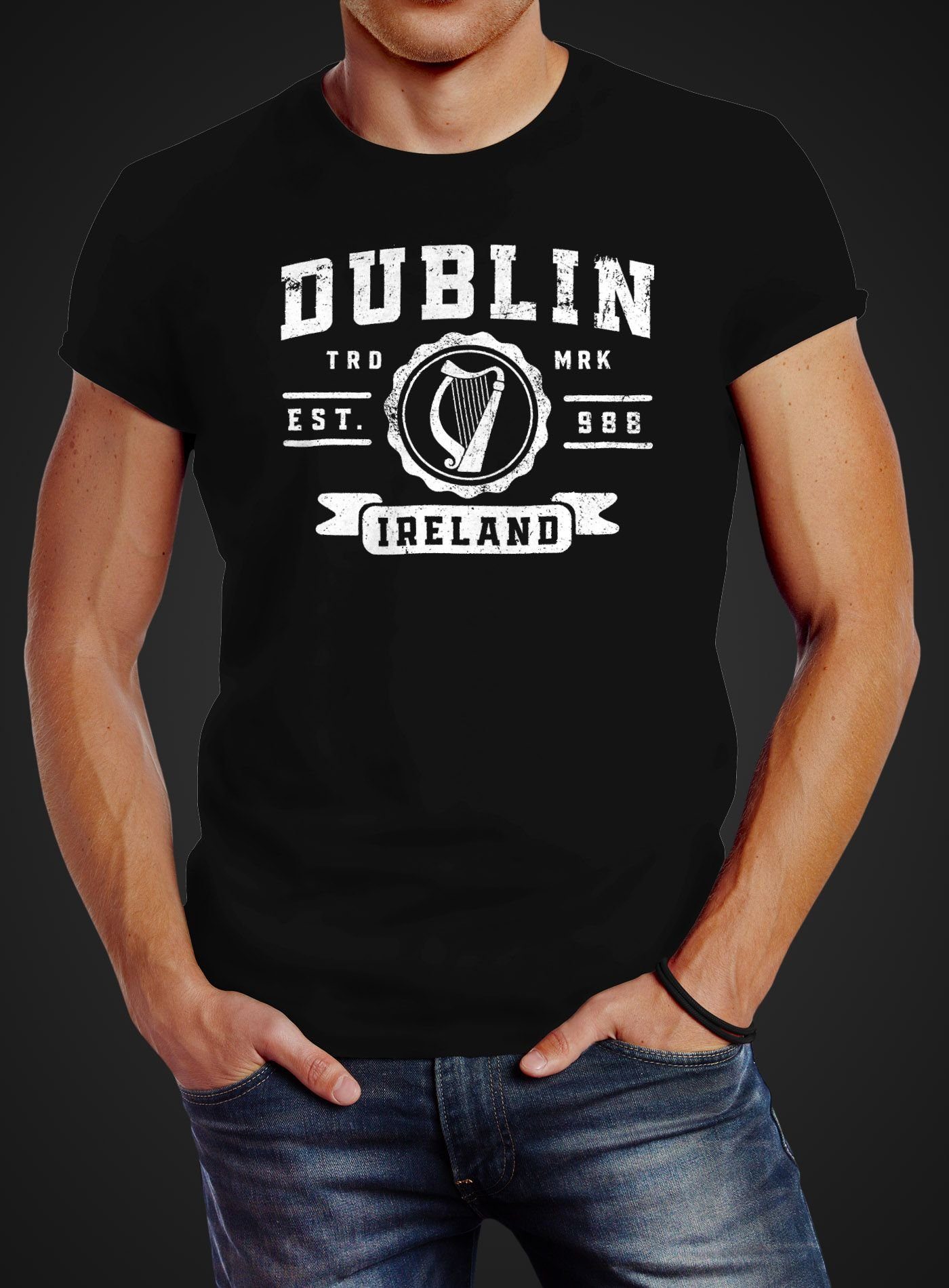 Neverless Print-Shirt Herren T-Shirt Dublin Irland Retro Design Aufdruck Pr günstig online kaufen